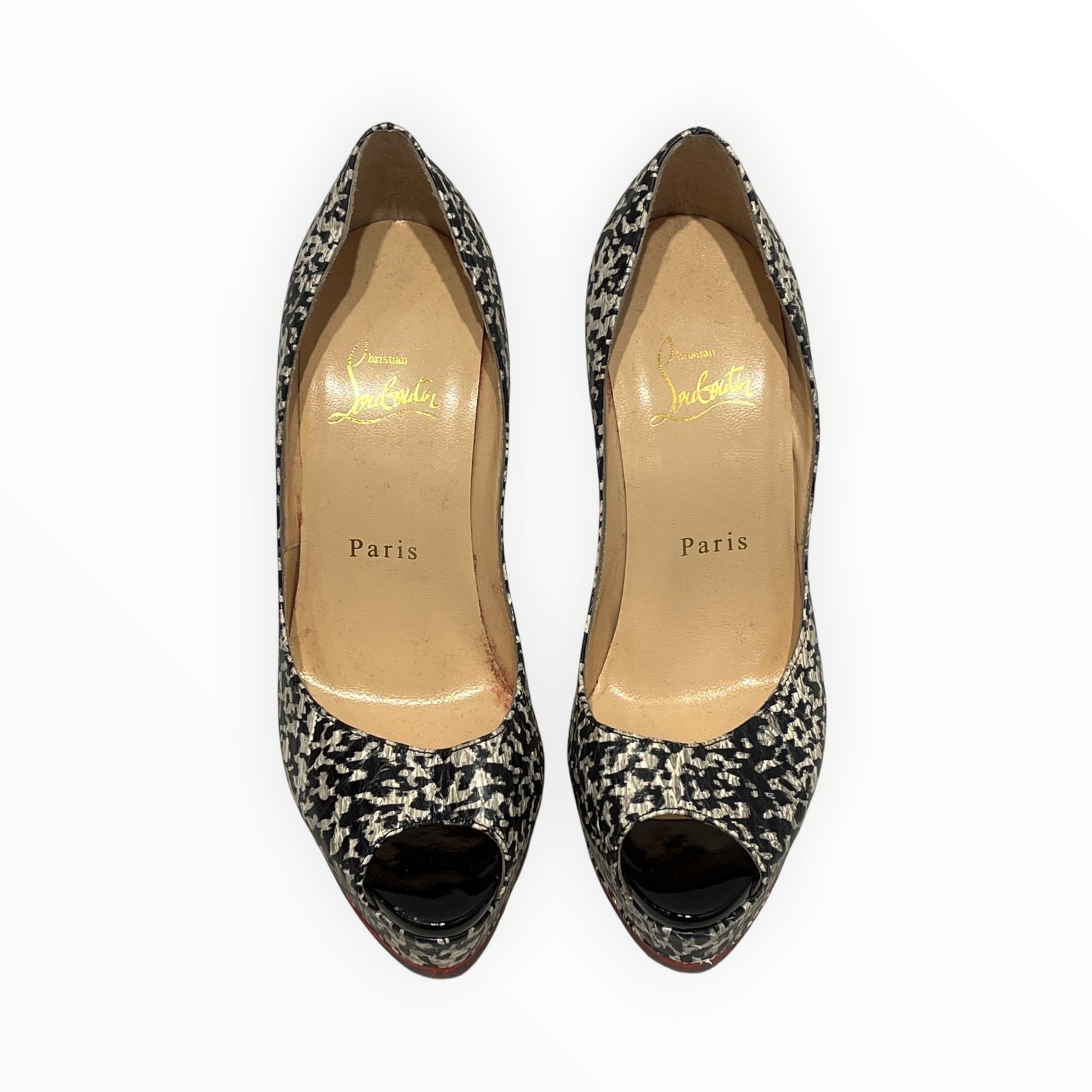 Christian Louboutin/Heels/EU 36.5/Animal Pattern/BLK/PYTHON MONOGRAM view 3