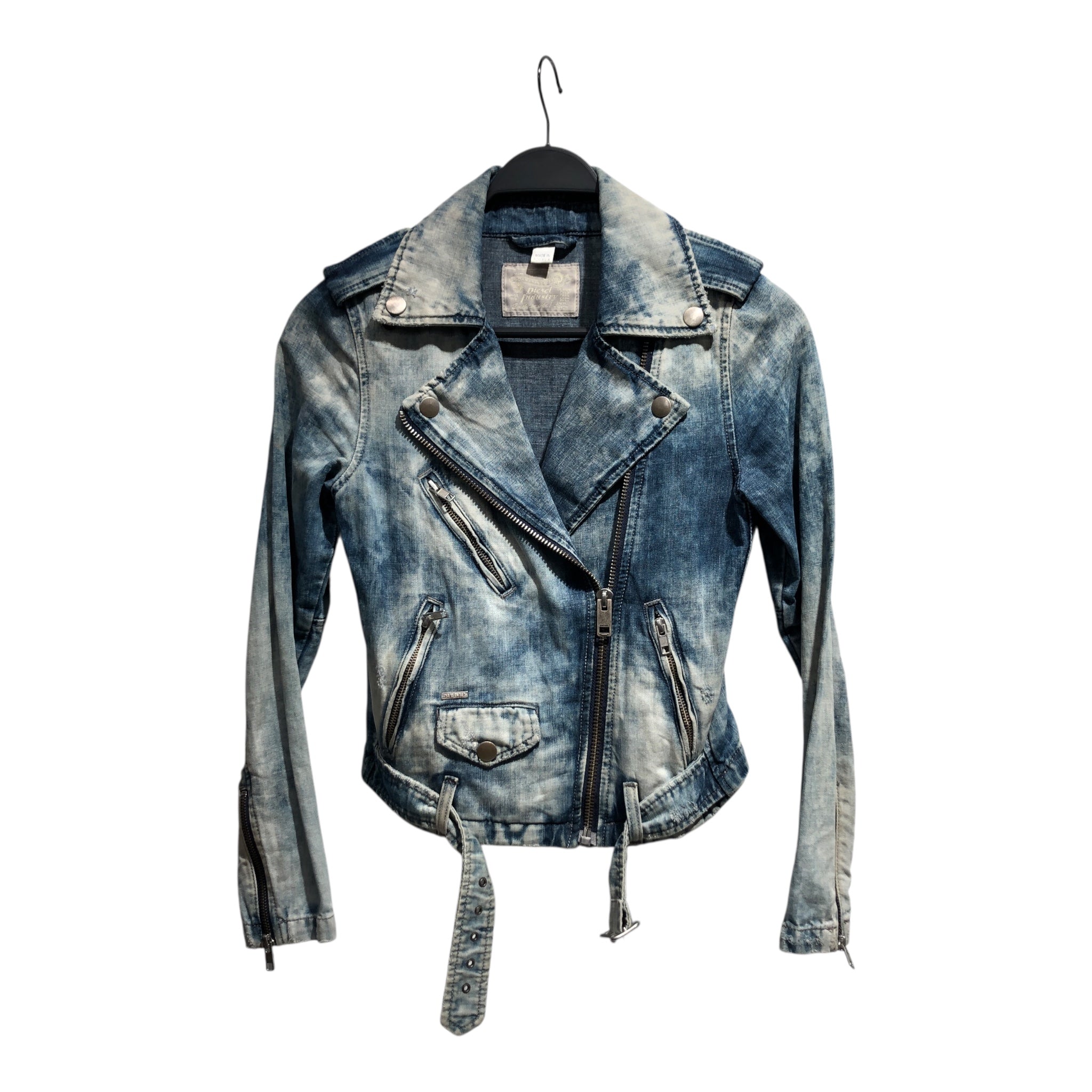 DIESEL/Denim Jkt/S/Denim/IDG/ASYMMETRICAL ZIP WASHED DENIM view 1