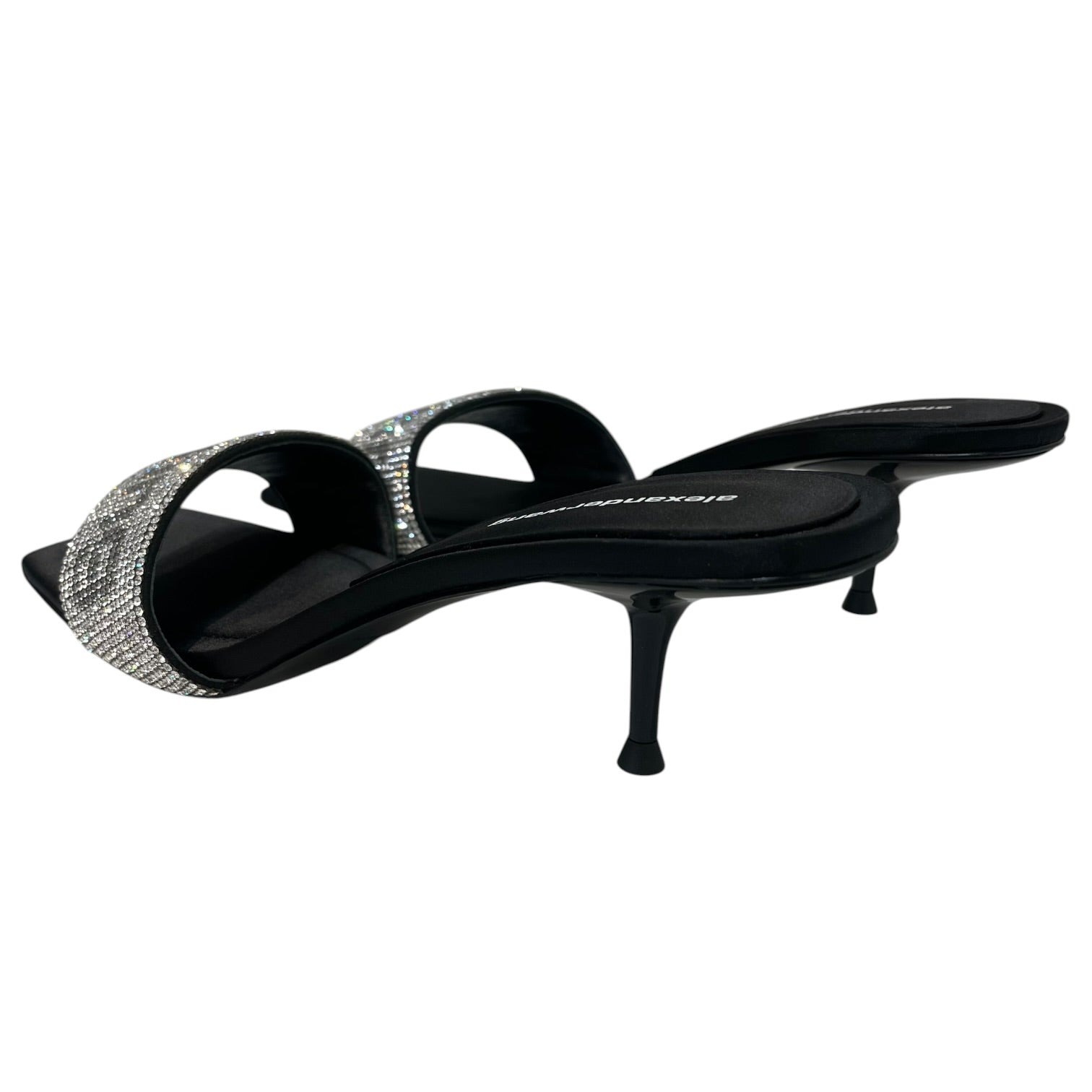 Alexander Wang/Heels/EU 38/Cotton/BLK/bedazzled logo strap view 2