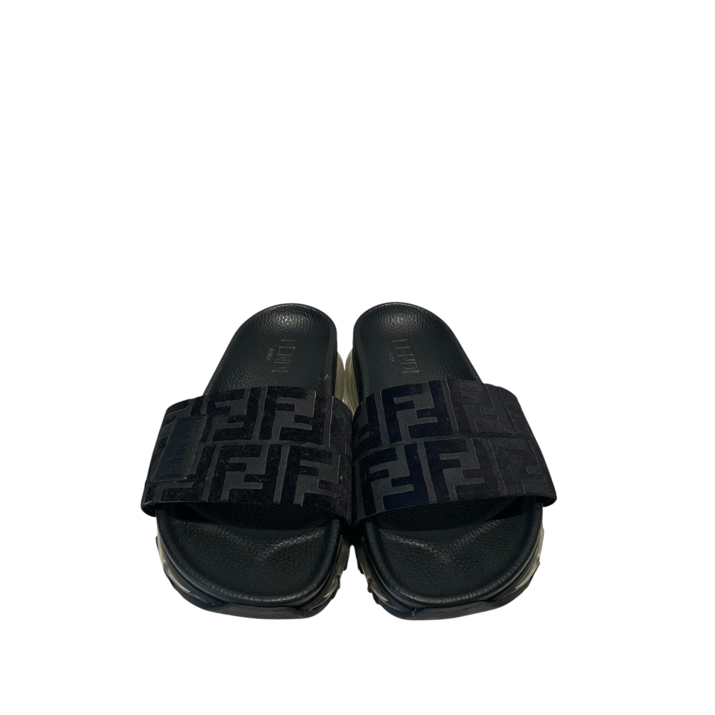 FENDI/Sandals/US 9/Suede/BLK/Fendi FF Diagonal Logo view 4