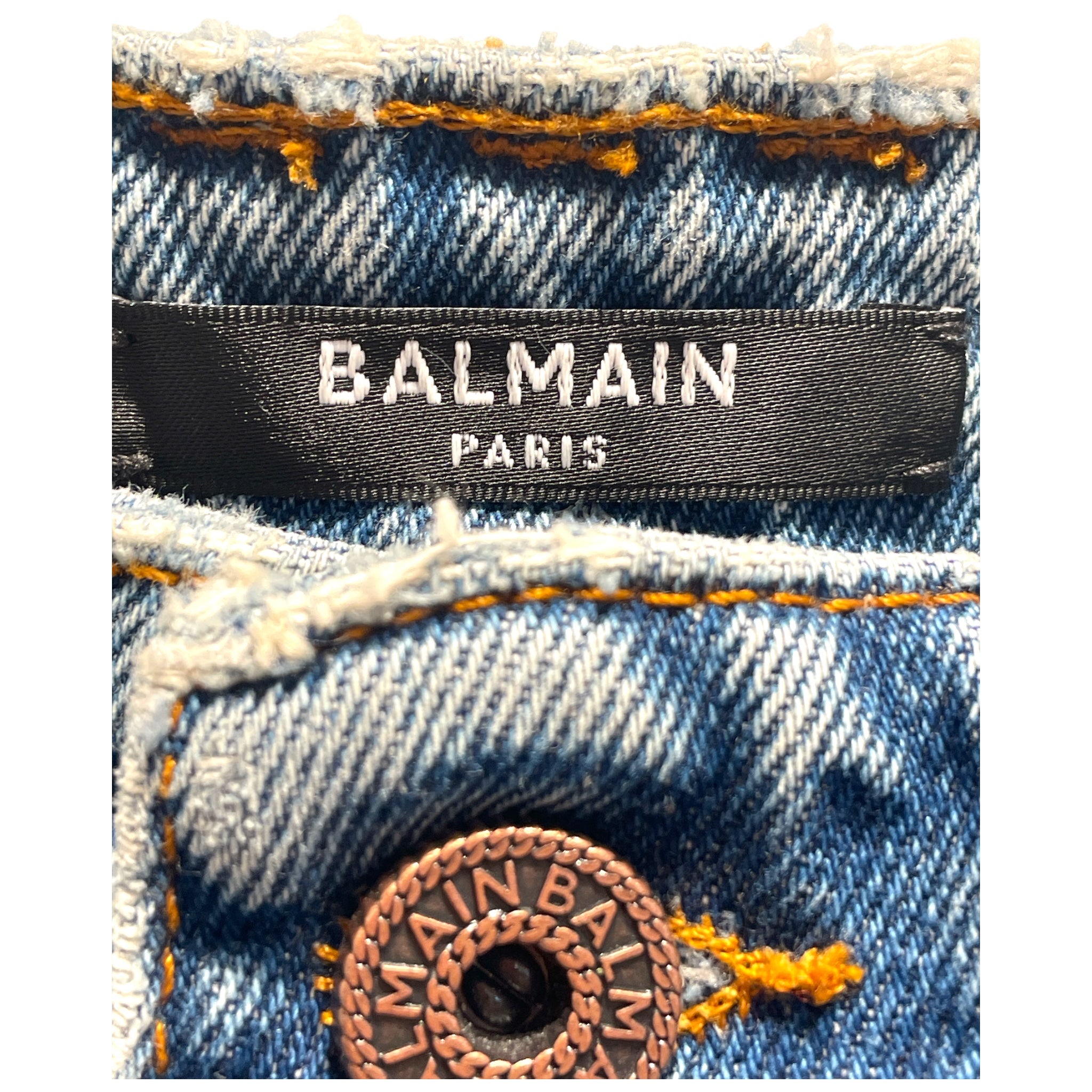 BALMAIN/Pants/32/Cotton/BLU/double knee view 3