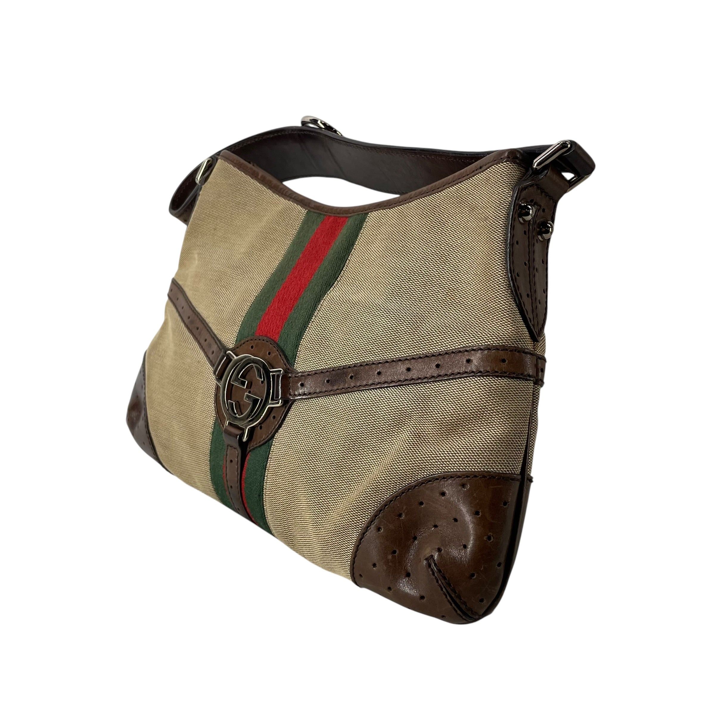 GUCCI/Hand Bag/Leather/BEG/REINS CANVAS view 3