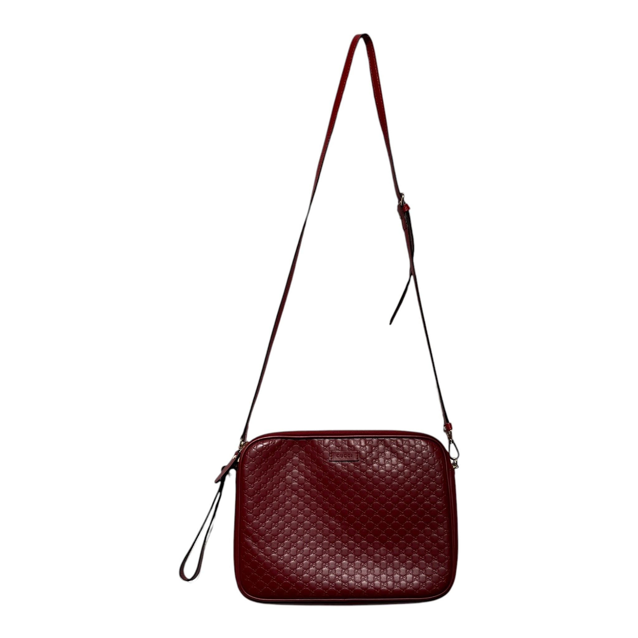 GUCCI/Cross Body Bag/Monogram/Leather/RED/Microguccissima Crossbody view 1