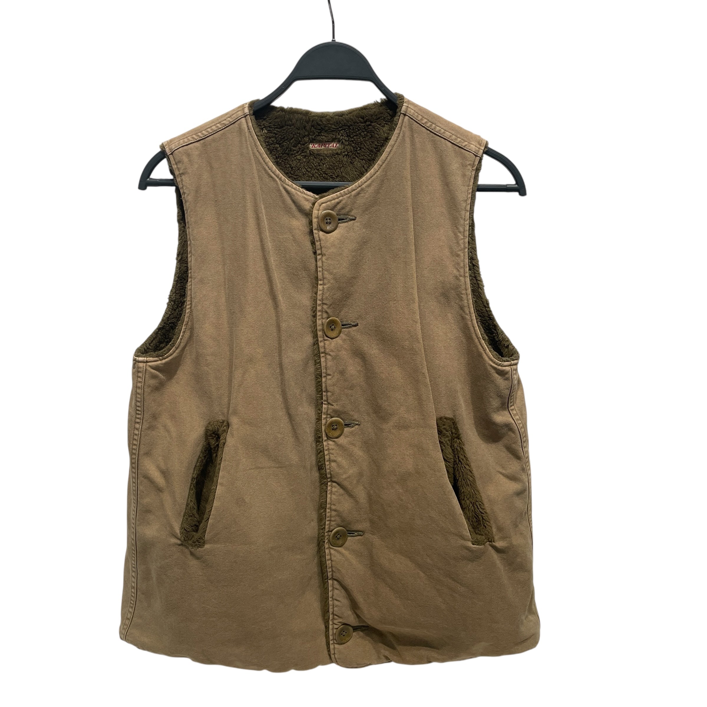 KAPITAL/Fleece Vest/L/Cotton/KHK/Khaki Boa Fleece Button Vest view 1