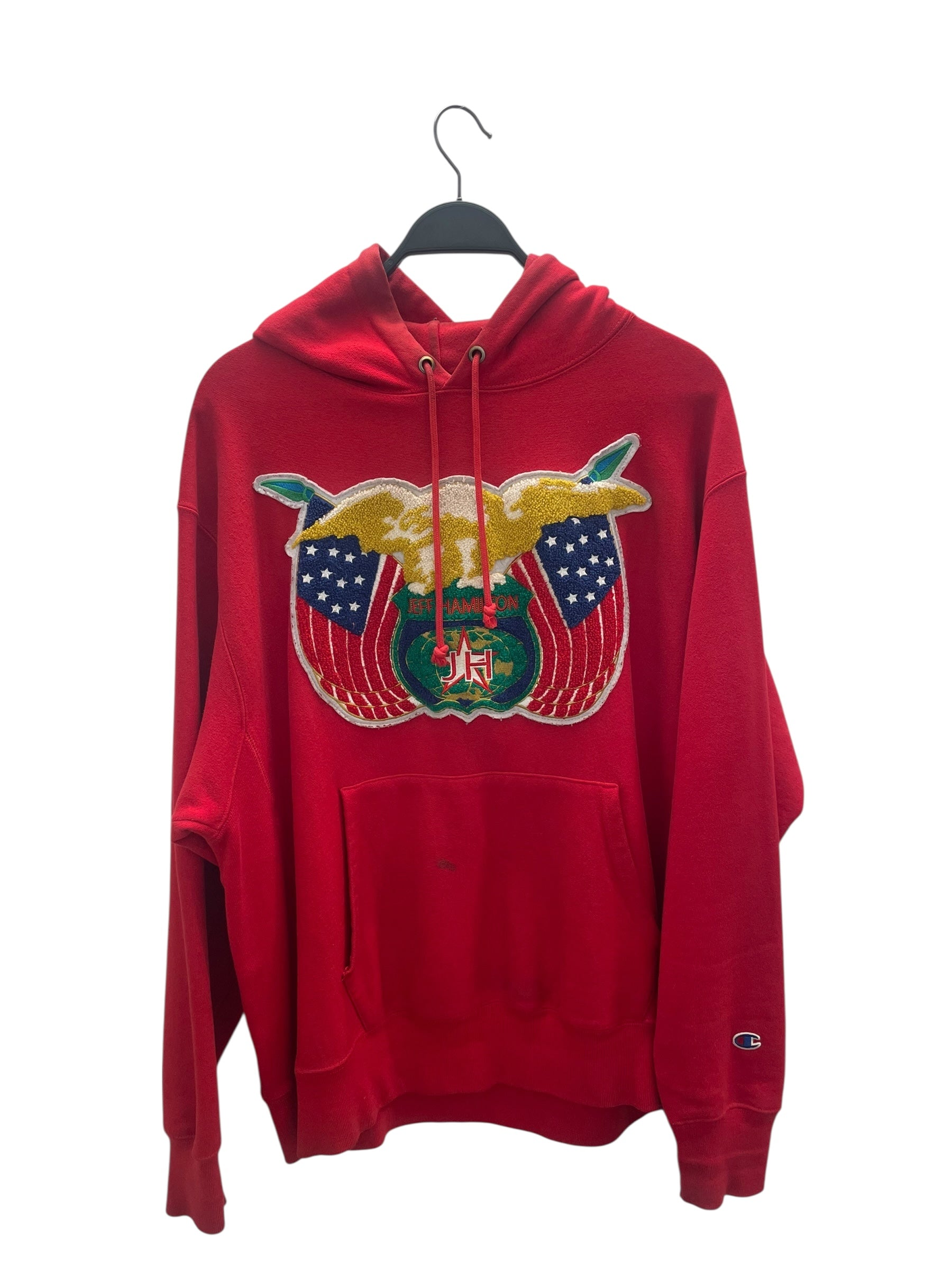 JEFF HAMILTON/Hoodie/XL/Cotton/RED/Pullover/FLAG/EAGLE FRONT view 1