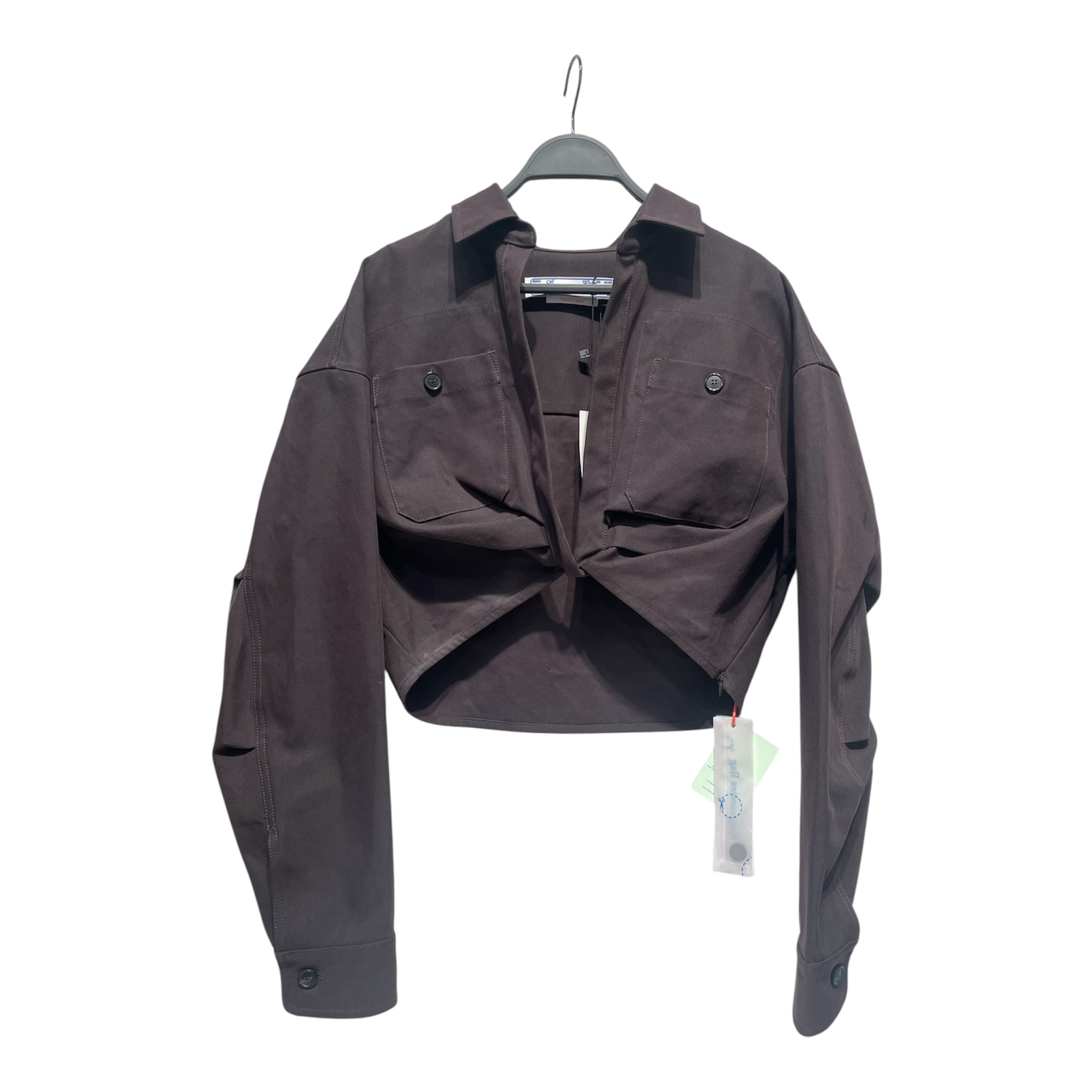 OFF-WHITE/LS Shirt/44/Cotton/BRW/Cropped, twisted, cargo top view 1