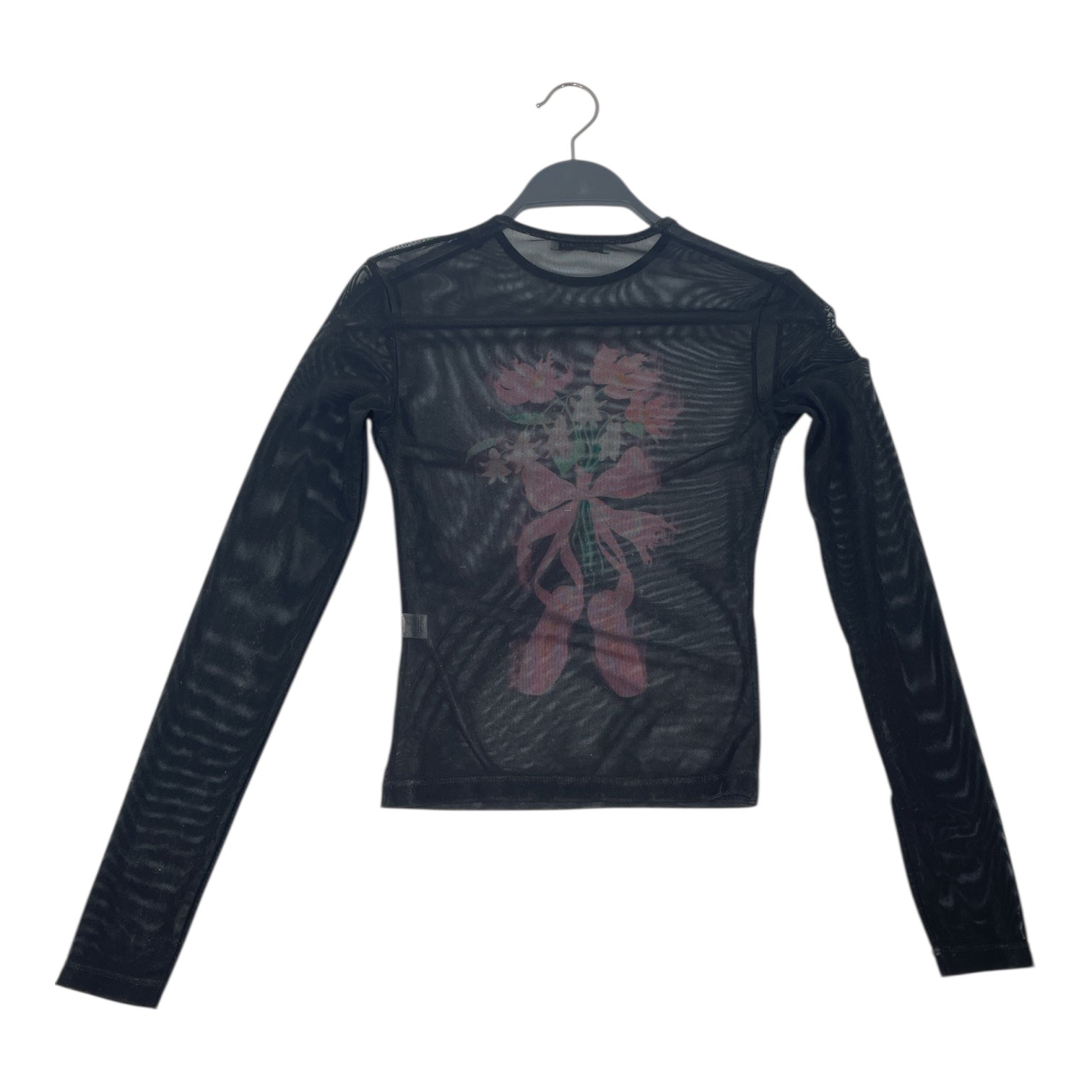 Sandy Liang/LS T-Shirt/XXS/Nylon/BLK/MESH FLOWERS BOW BALLET view 2