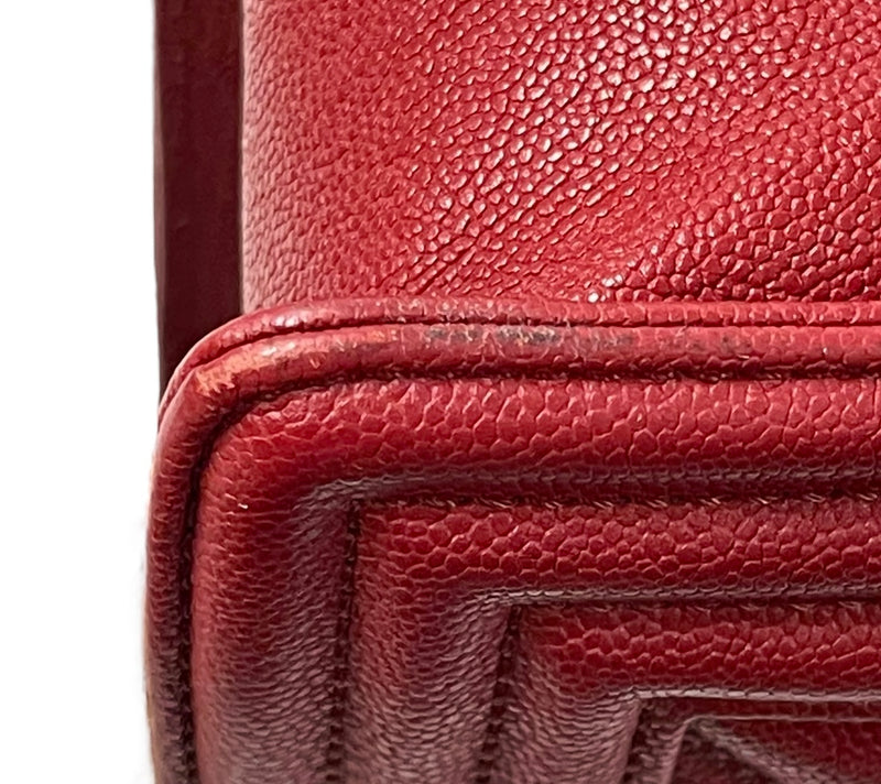 CHANEL/Hand Bag/Leather/RED/CHEVRON 30383448