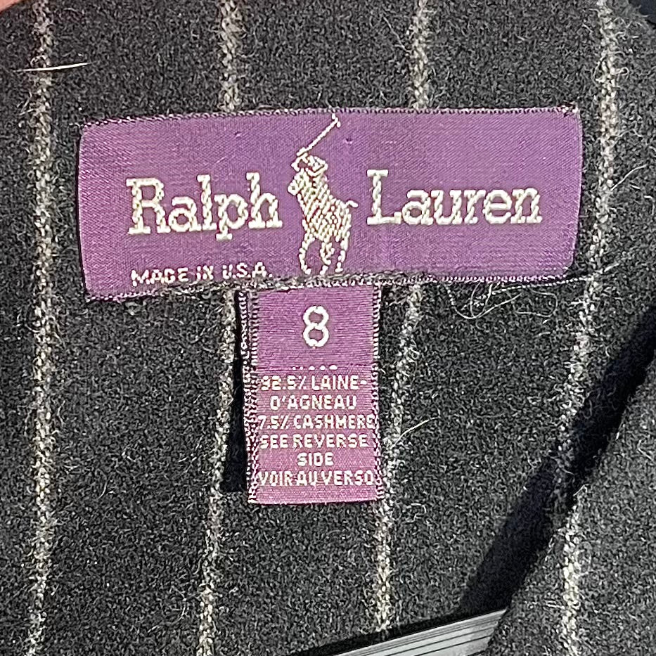 RALPH LAUREN PURPLE LABEL/Dress/8/Stripe/Wool/BLK/BUTTON UP BACKSTRAP view 3