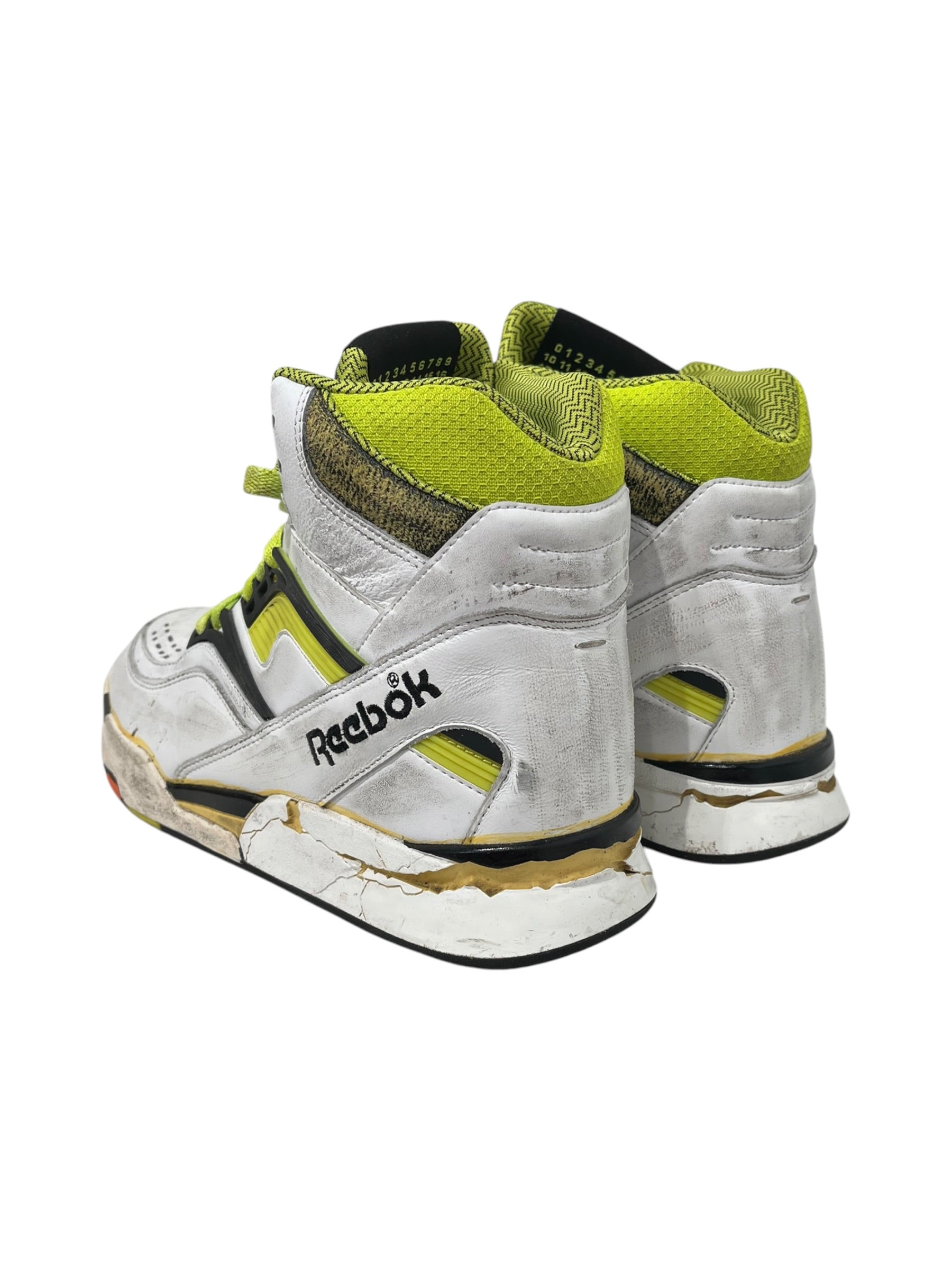 Reebok/Maison Margiela/Hi-Sneakers/US 10/Leather/WHT/MARGIELA REEBOK PUMP GRN view 2