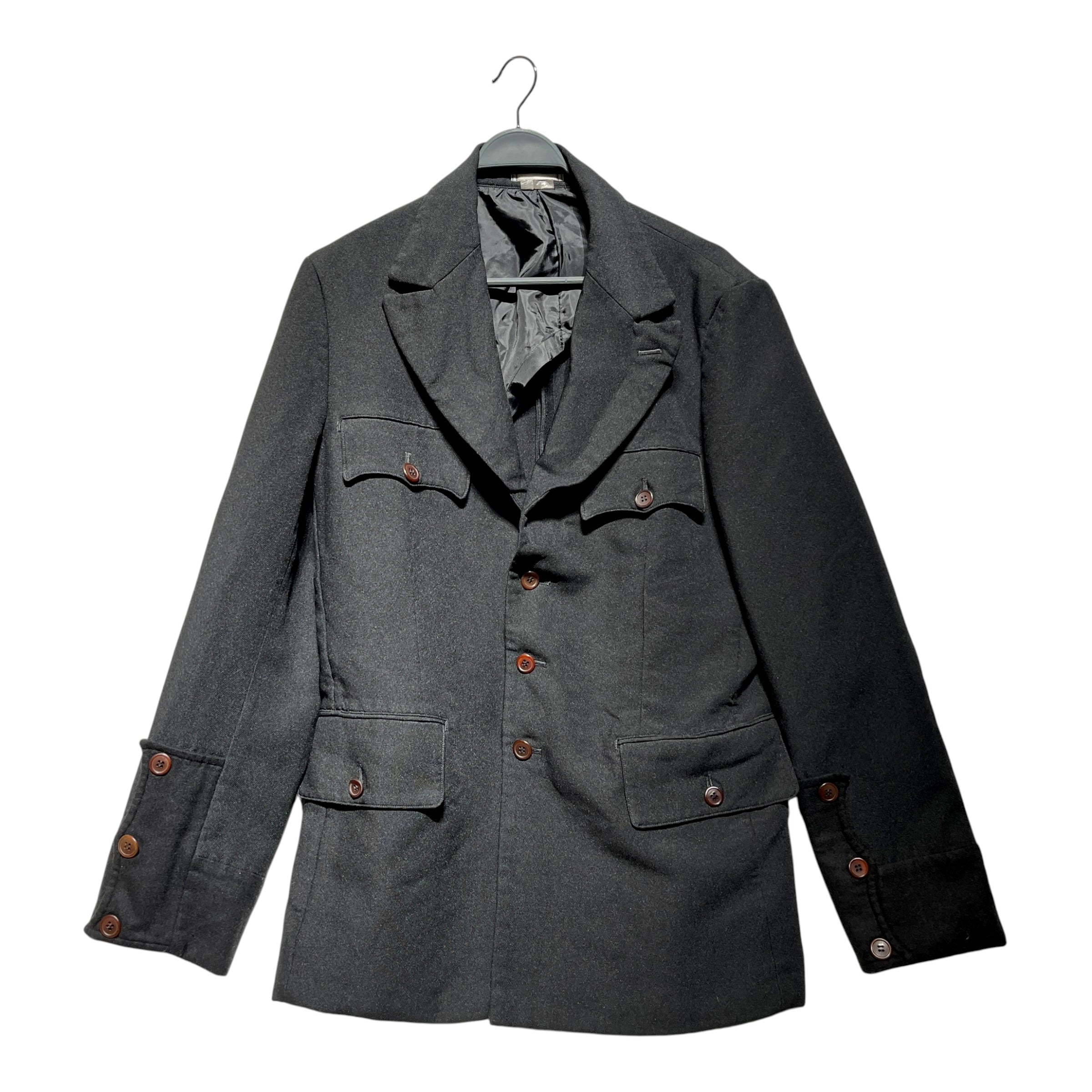 COMME des GARCONS/Blouson/M/Velour/BLK/warped button jacket view 1