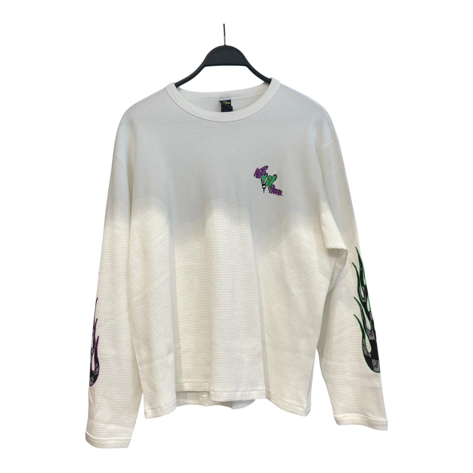 MATTY BOY ANTI PROMO/LS T-Shirt/L/Cotton/WHT/Graphic/THERMAL FLAME SLEEVES GRN view 1