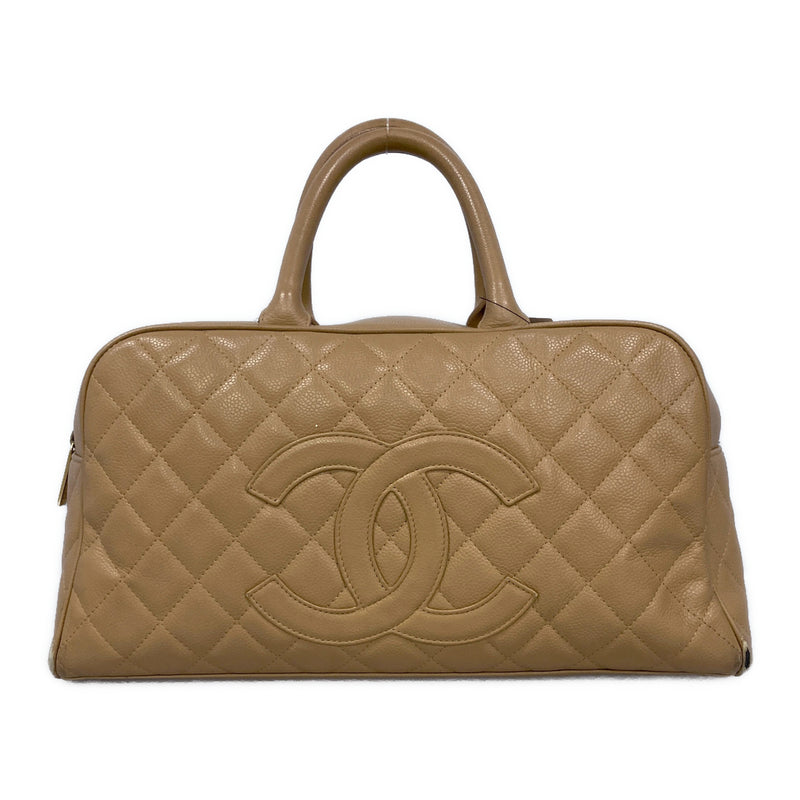 CHANEL/Boston Bag/BEG/Leather