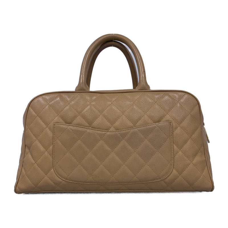 CHANEL/Boston Bag/BEG/Leather