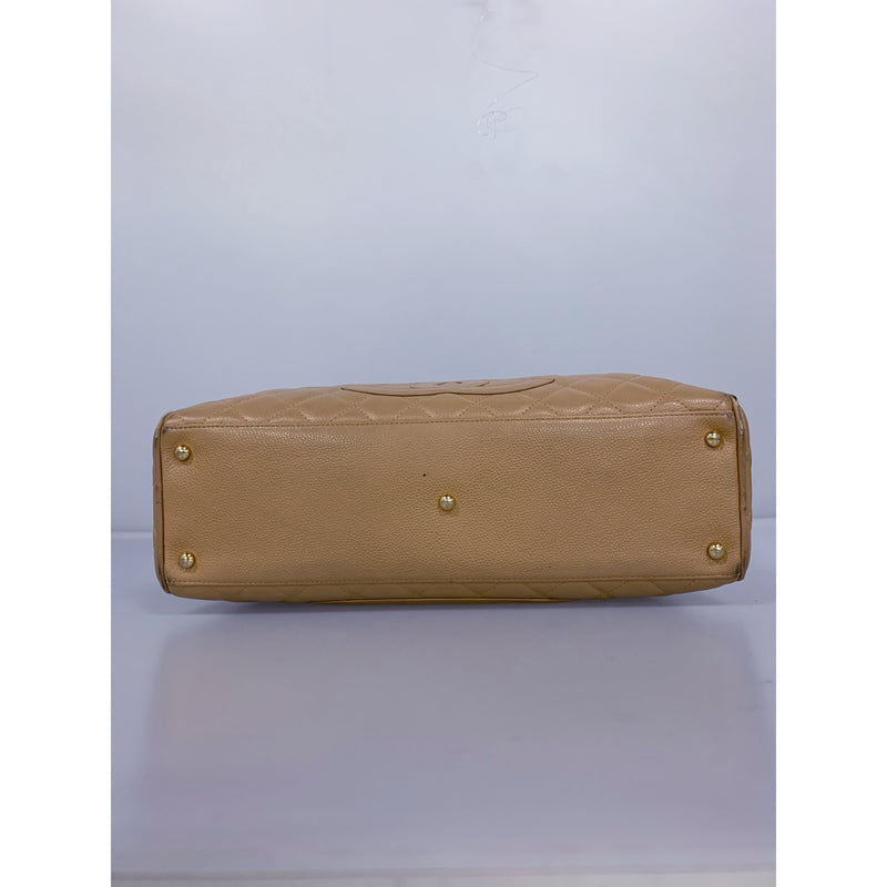 CHANEL/Boston Bag/BEG/Leather