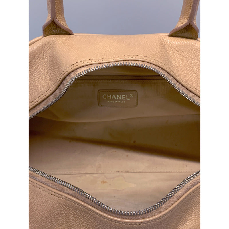 CHANEL/Boston Bag/BEG/Leather
