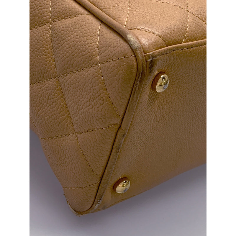 CHANEL/Boston Bag/BEG/Leather