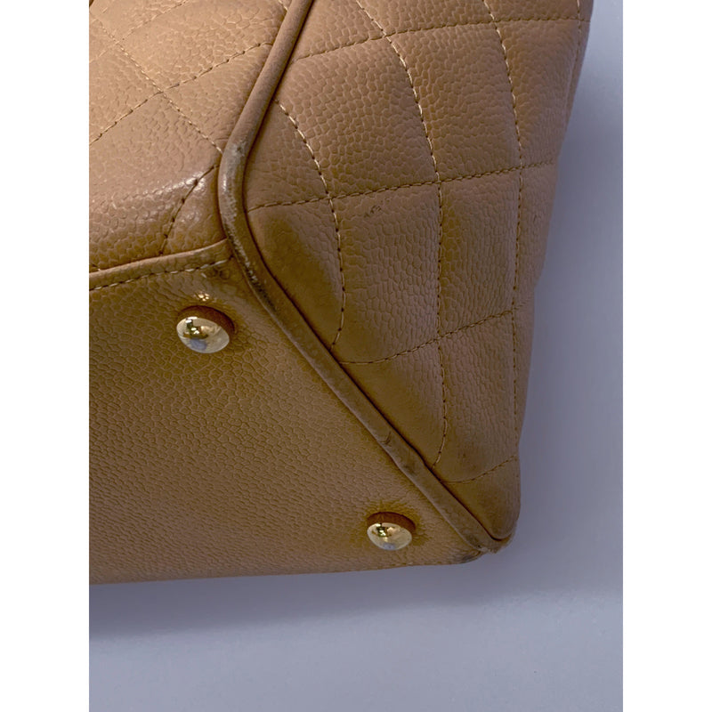 CHANEL/Boston Bag/BEG/Leather