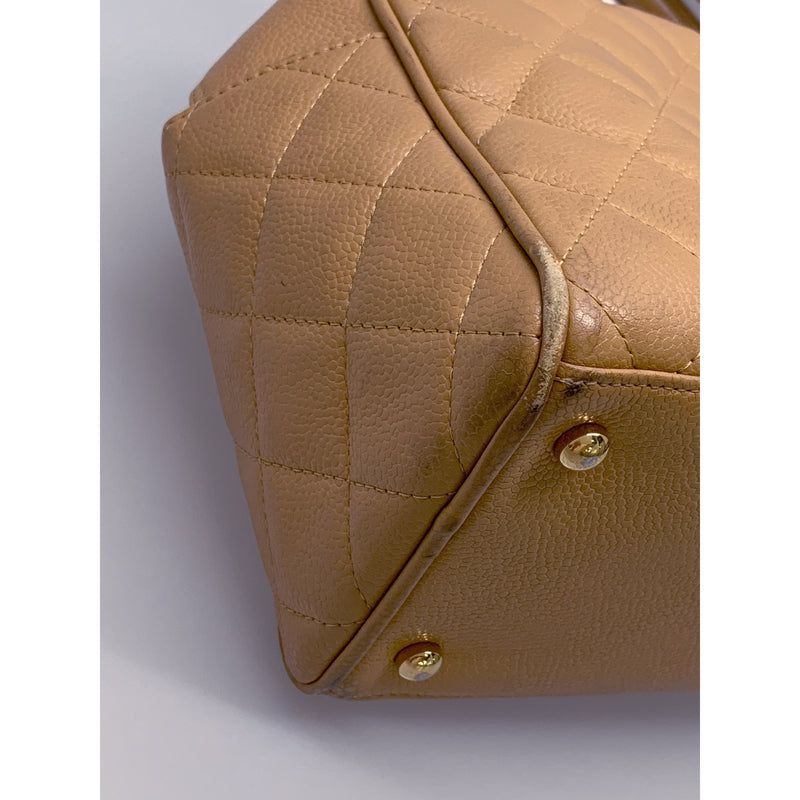 CHANEL/Boston Bag/BEG/Leather