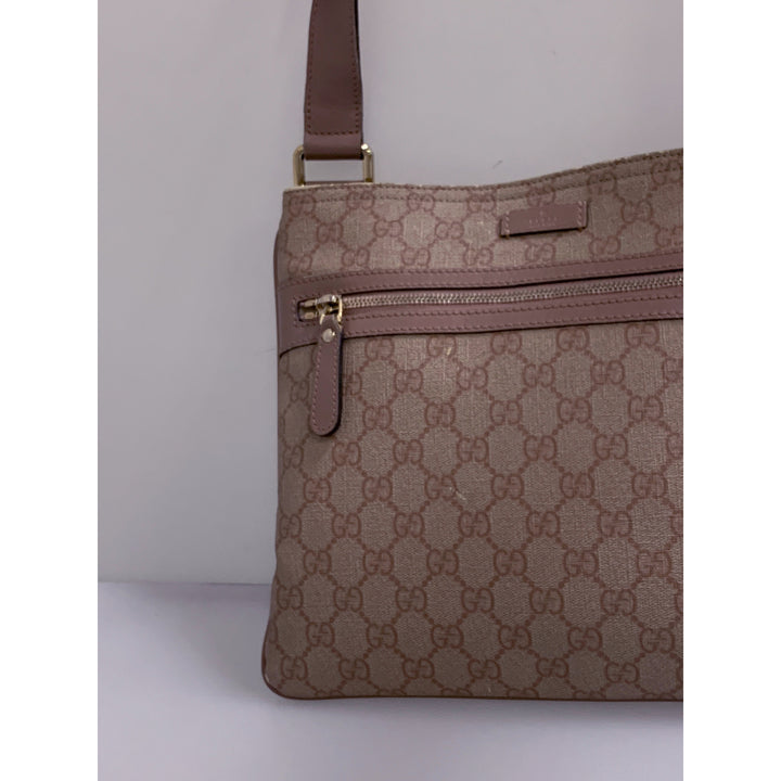 バッグ mi Gucci Beige/Ebony GG Coated Canvas Flat Messenger Bag