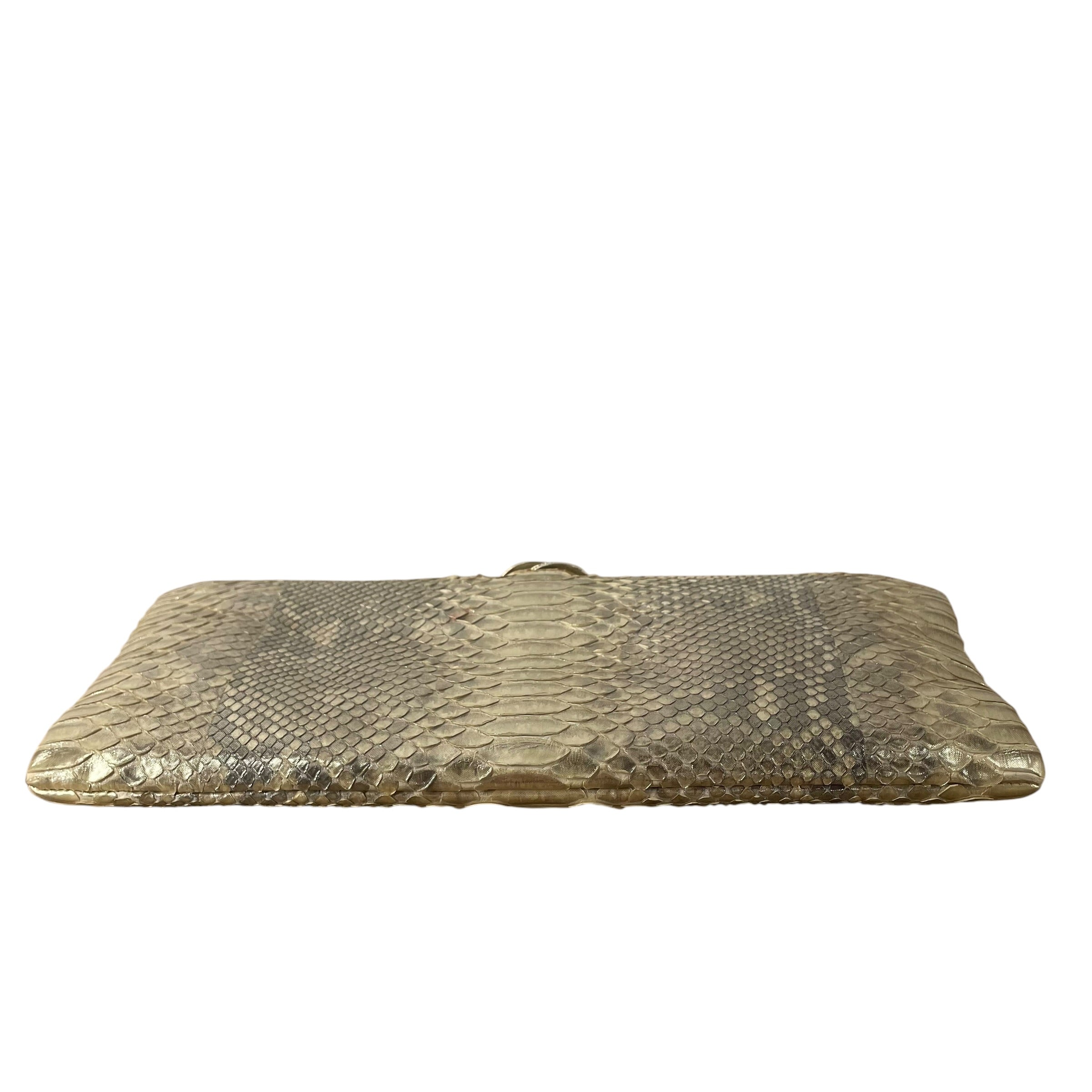 CHANEL/Clutch Bag/Animal Pattern/Leather/GLD/PYTHON CLUTCH ROSE PENDANT view 3