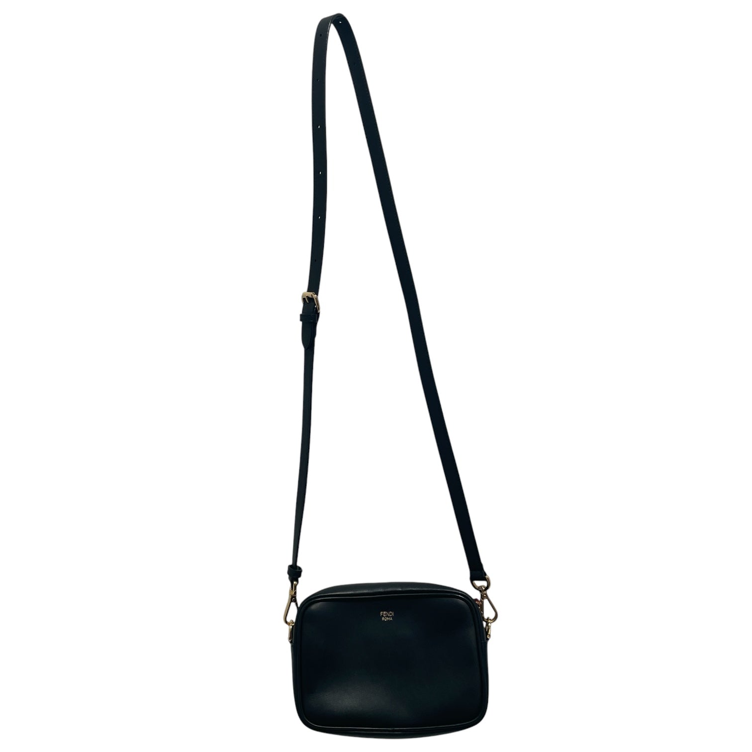 FENDI/Cross Body Bag/Monogram/Leather/BLK/Zucca FF Embossed Camera view 2
