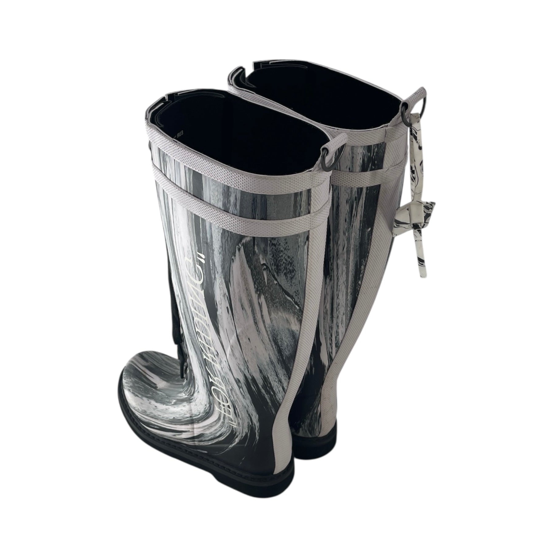 OFF-WHITE/Rain Boots/EU 35/All Over Print/BLK/LACE UP MARBLE RAINBOOT view 2
