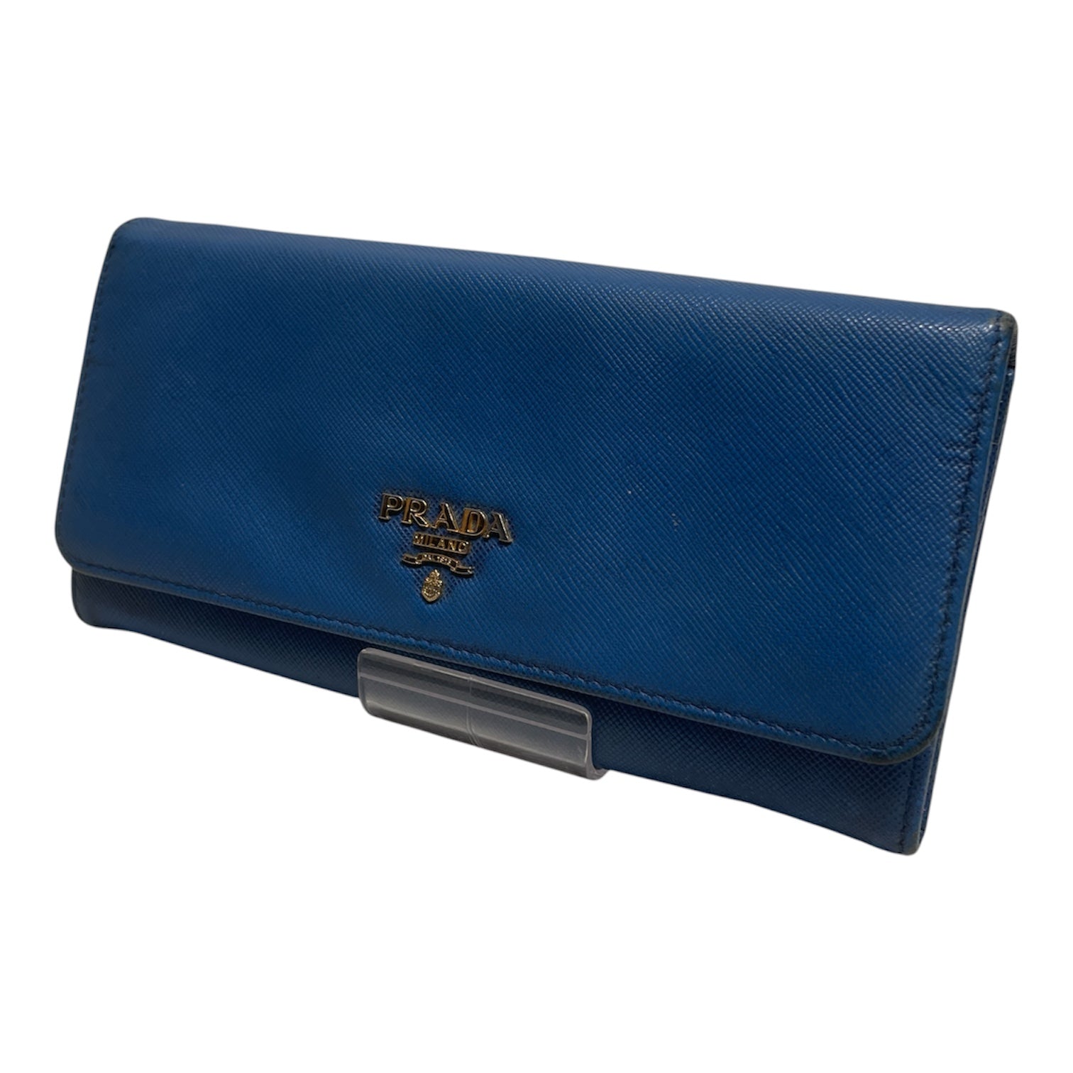 PRADA/Long Wallet/Leather/BLU/L's/2 BUTTON CLOSURE view 1