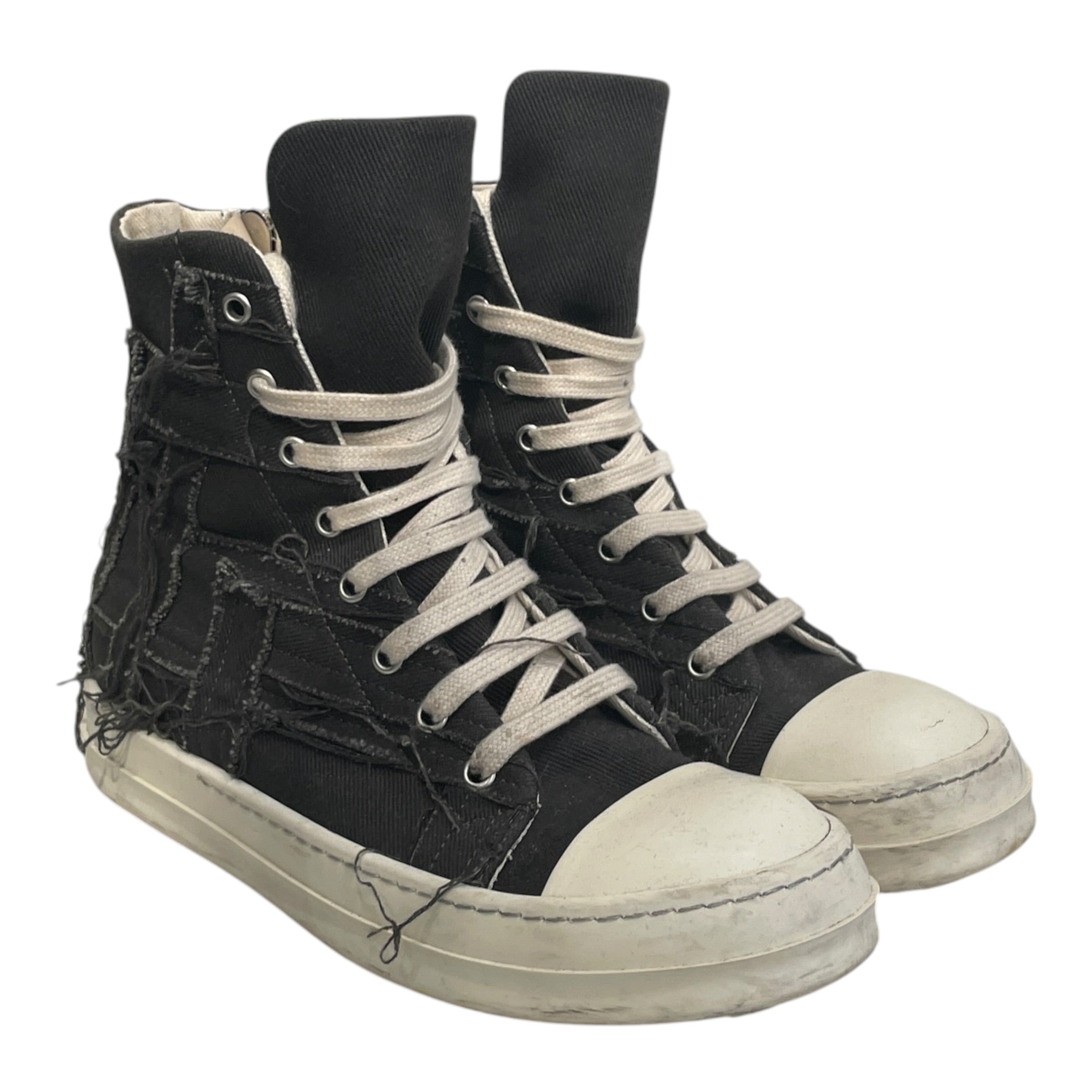 RICK OWENS DRKSHDW/Hi-Sneakers/EU 38/Cotton/GRY/SLASHED RAMONES view 1