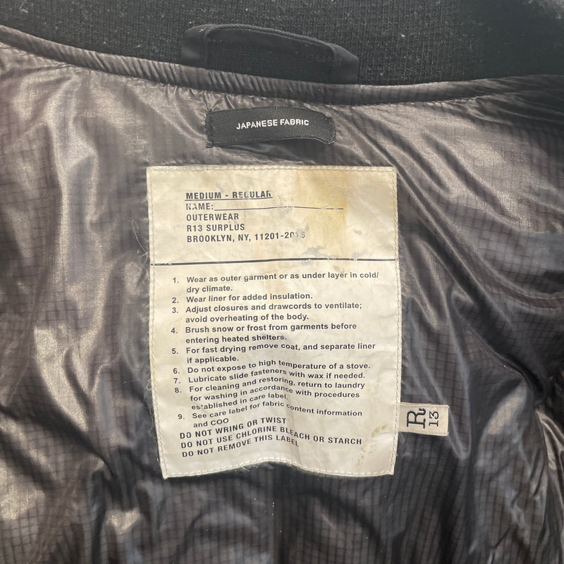 R13/Jacket/M/Nylon/BLK/ZIP OUT DOWN BOMBER