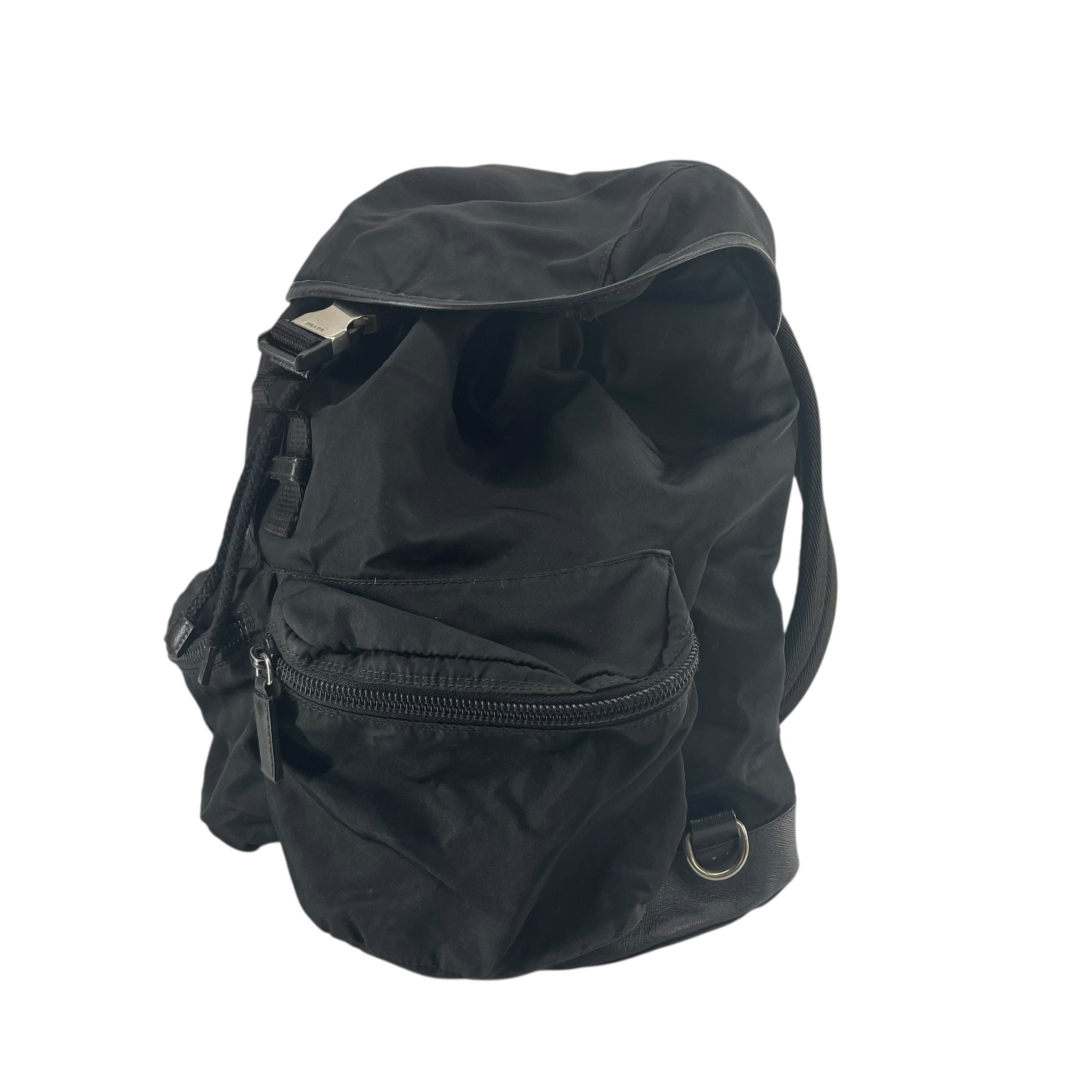 PRADA/Backpack/Nylon/BLK/SLV CLIP TOP view 3