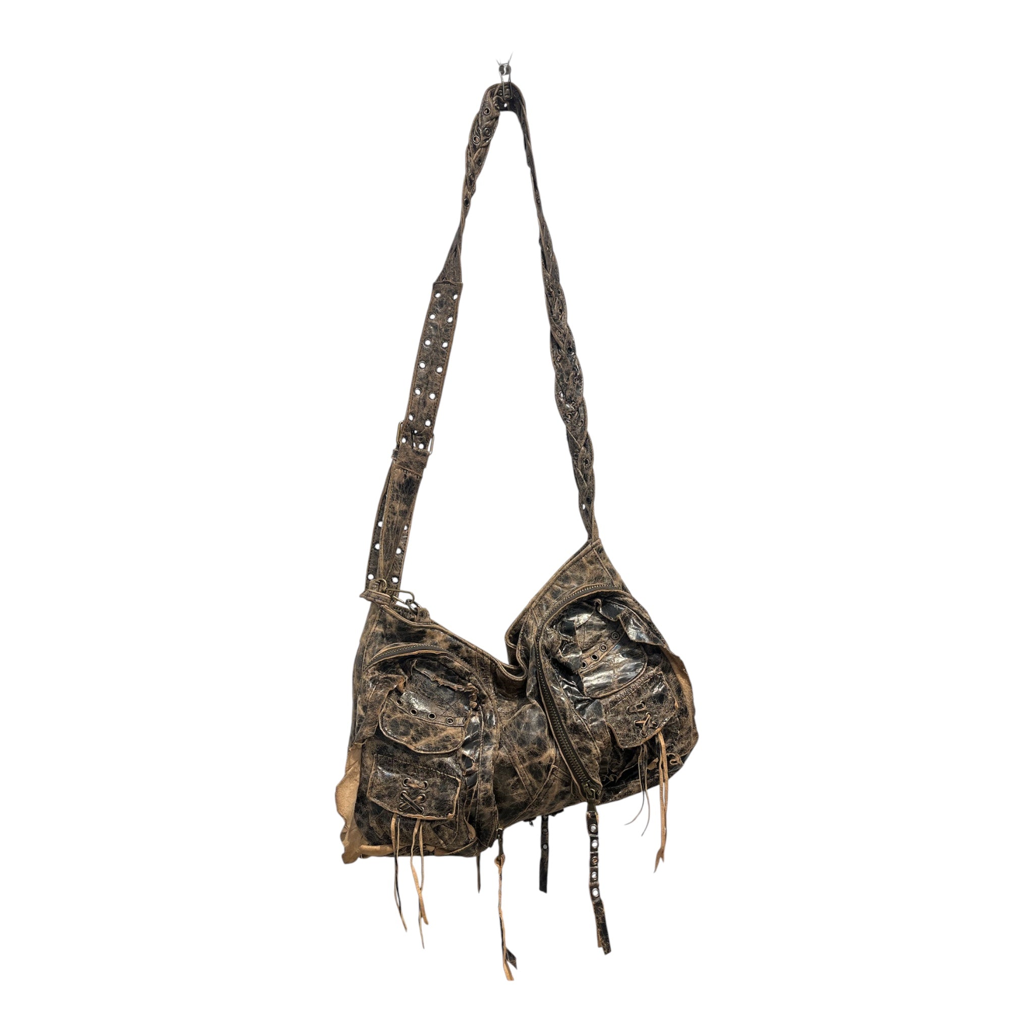 NO/FAITH STUDIOS/Bag/Leather/BRW/BROWN AND BLK CRACKLE LEATHER view 1
