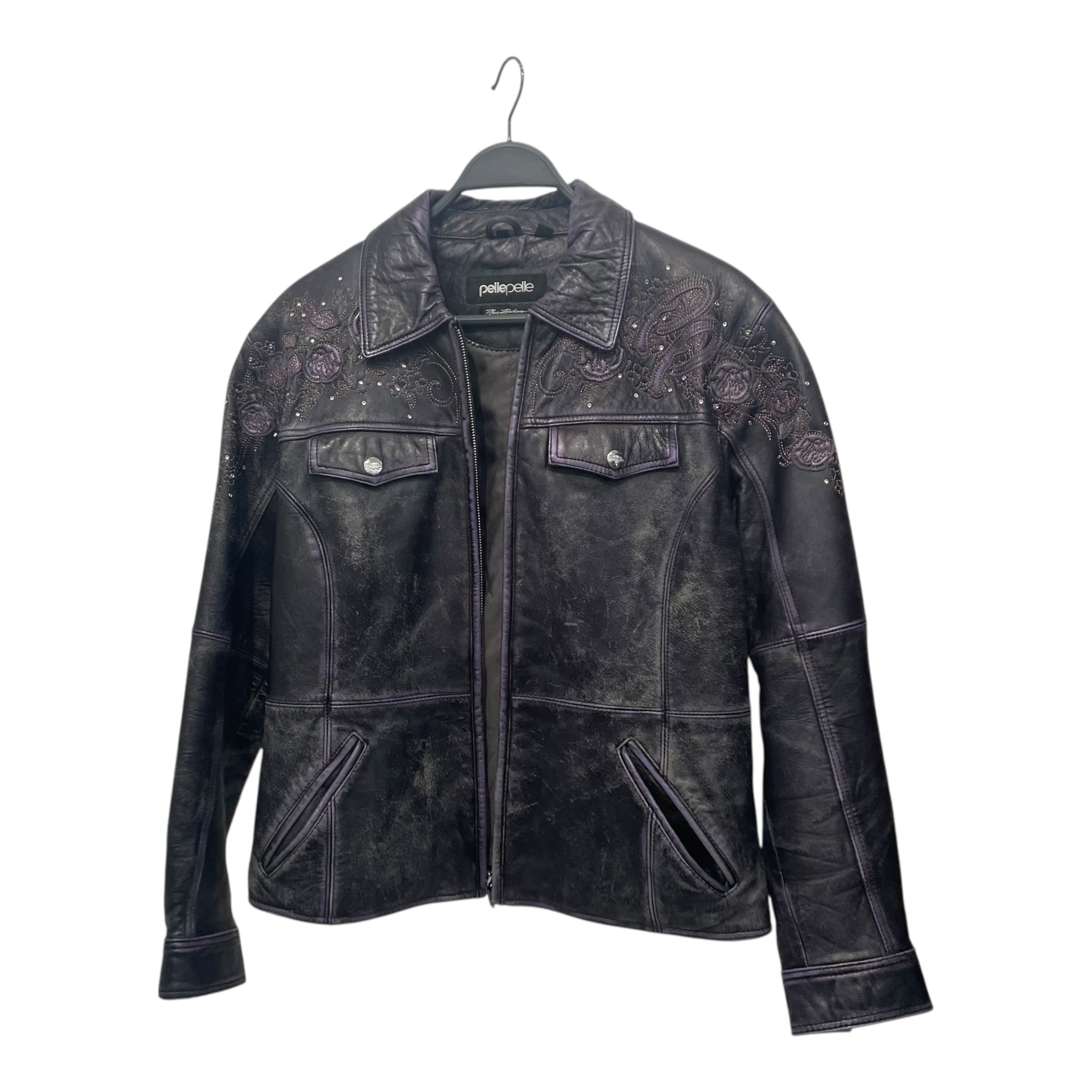 Pelle Pelle/Leather Jkt/S/Leather/BLK/PURPLE ACCENTS BEDAZZLED view 1