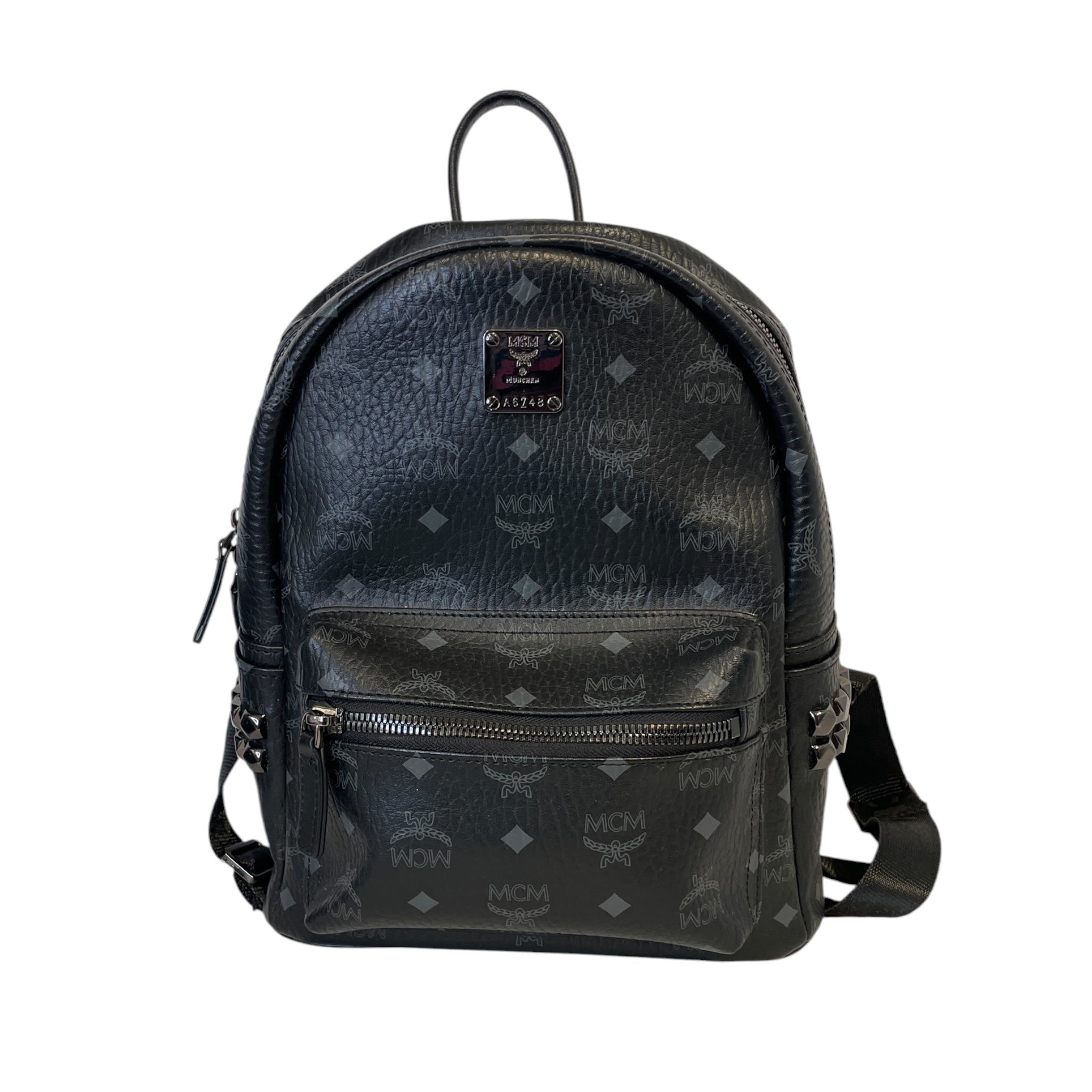 MCM/Backpack/Monogram/Leather/BLK/mcm small side studs view 1