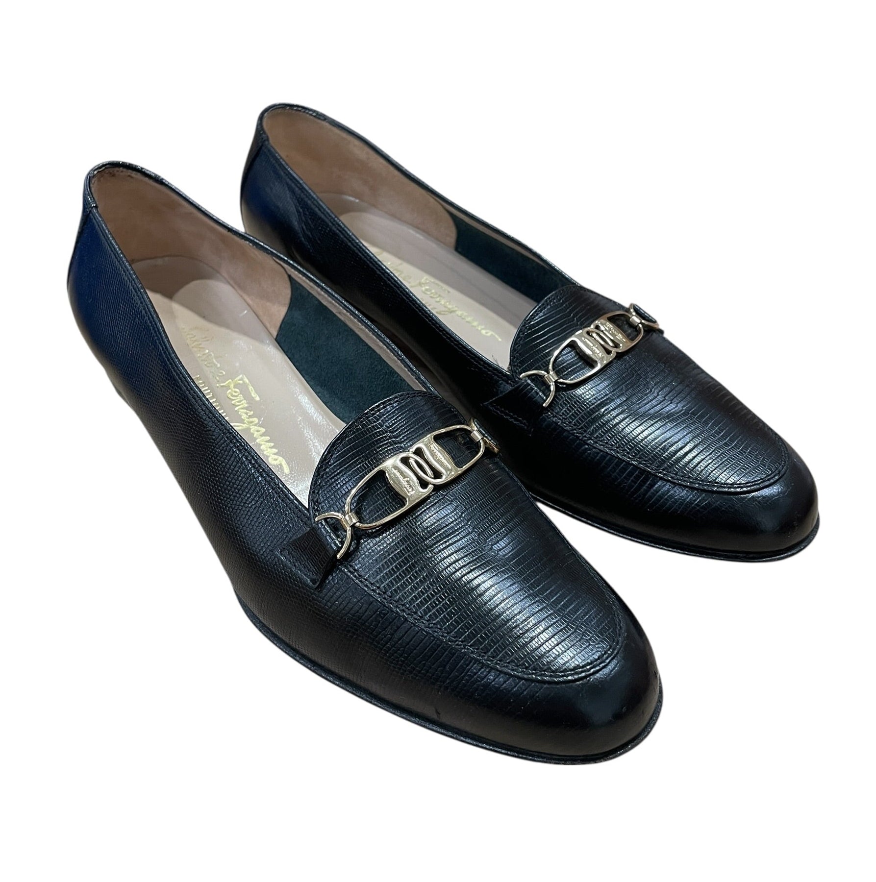 Salvatore Ferragamo/Loafers/UK 9/BLK/CALF LOAFERS TEXTURED view 1