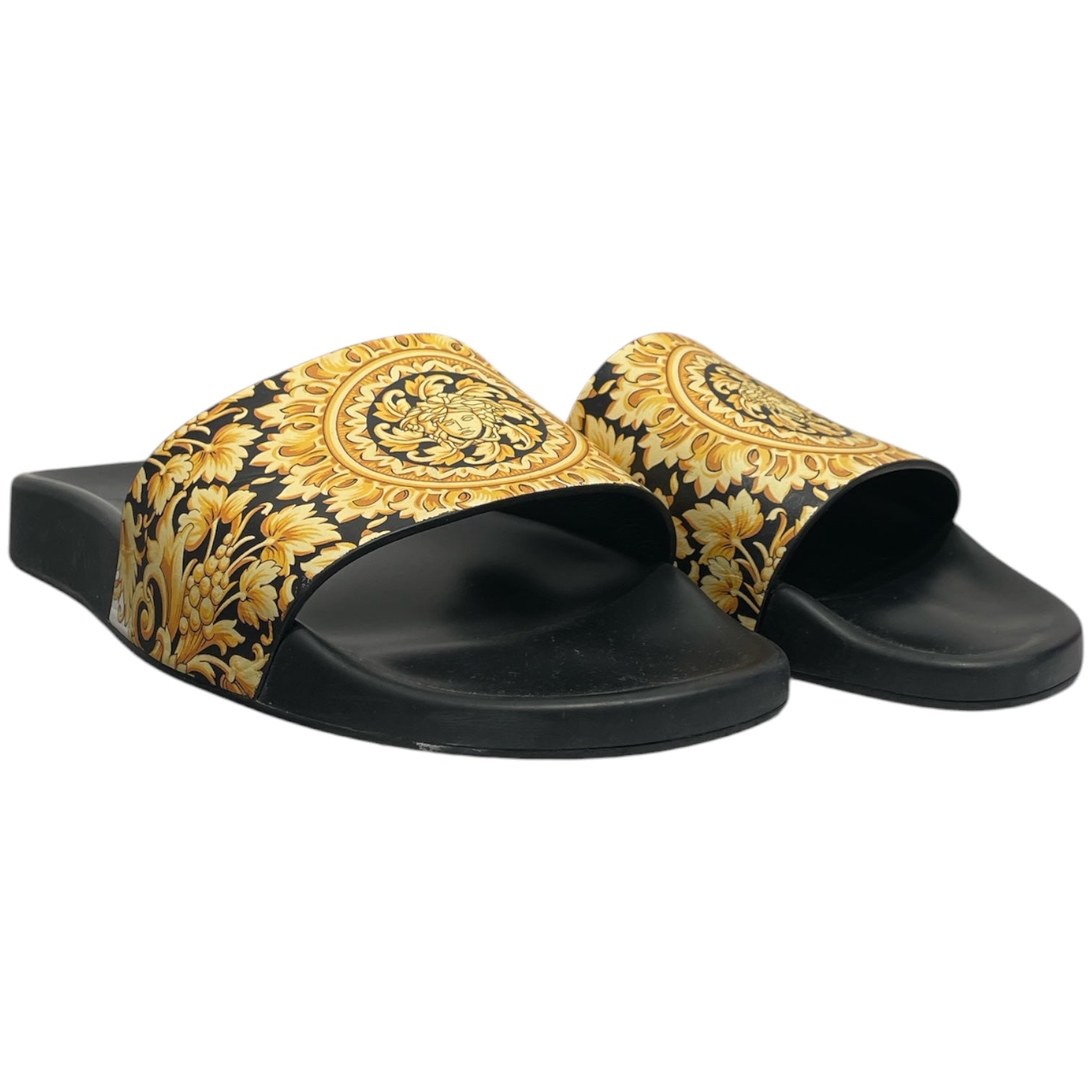 VERSACE/Sandals/EU 45/All Over Print/Leather/GLD/MEDUSA PRINT SLIDES view 1