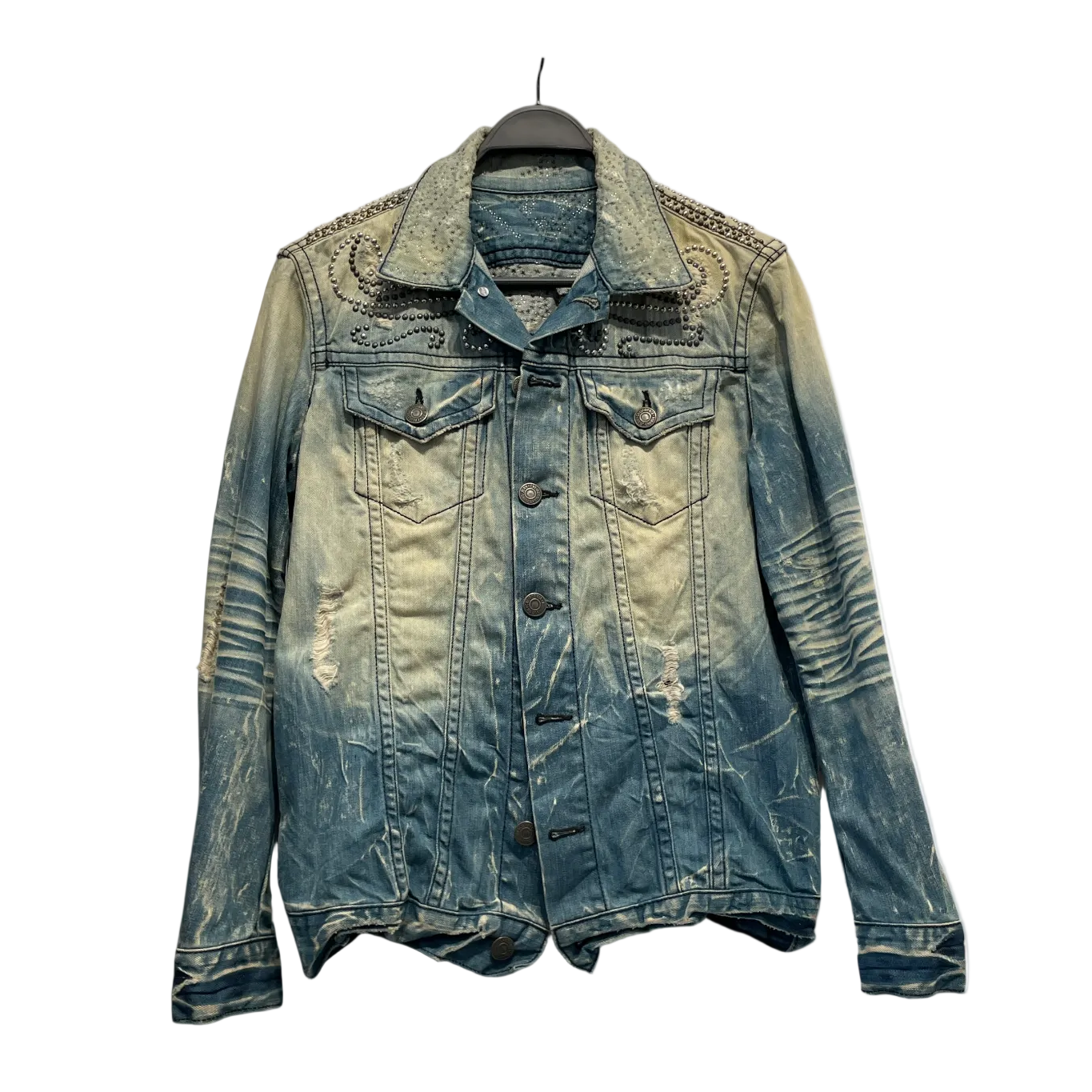 ROBIN'S JEAN/Denim Jkt/S/Denim/IDG/All Over Print/CIRCLE STUD COLLAR view 1