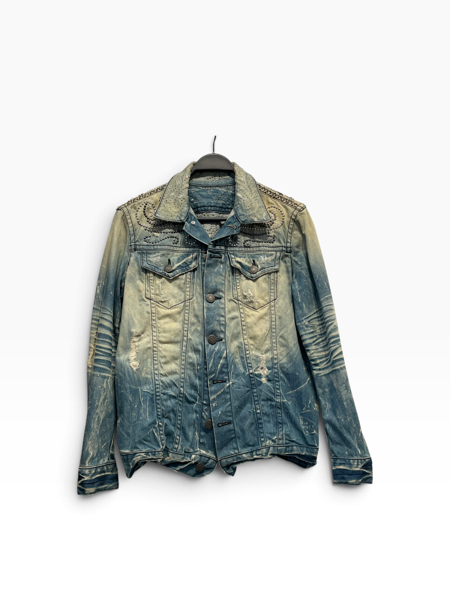 ROBIN'S JEAN/Denim Jkt/S/Denim/IDG/All Over Print/CIRCLE STUD COLLAR view 1