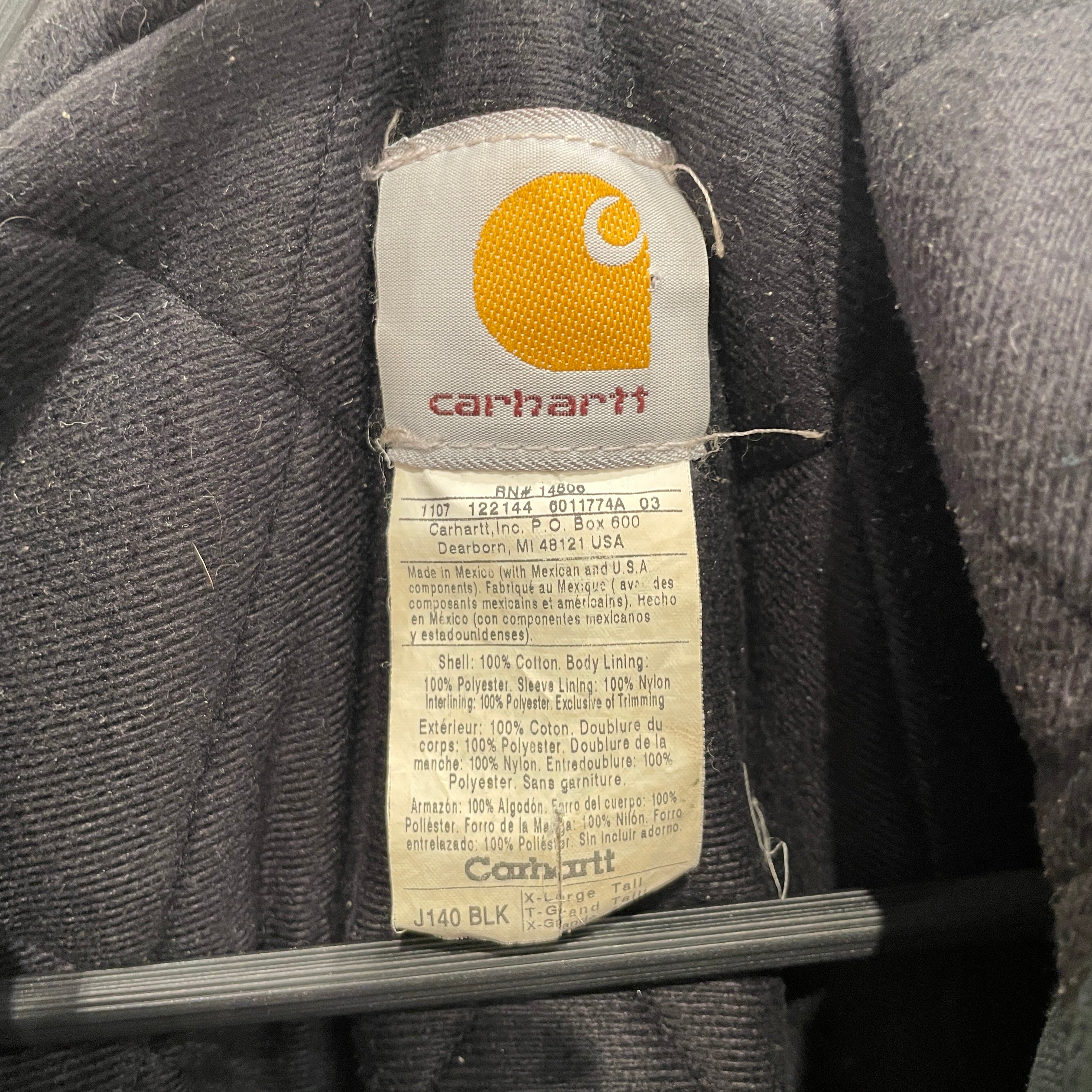Carhartt/Jacket/XL/Cotton/BLK/CLASSIC HOODED BOBER view 3