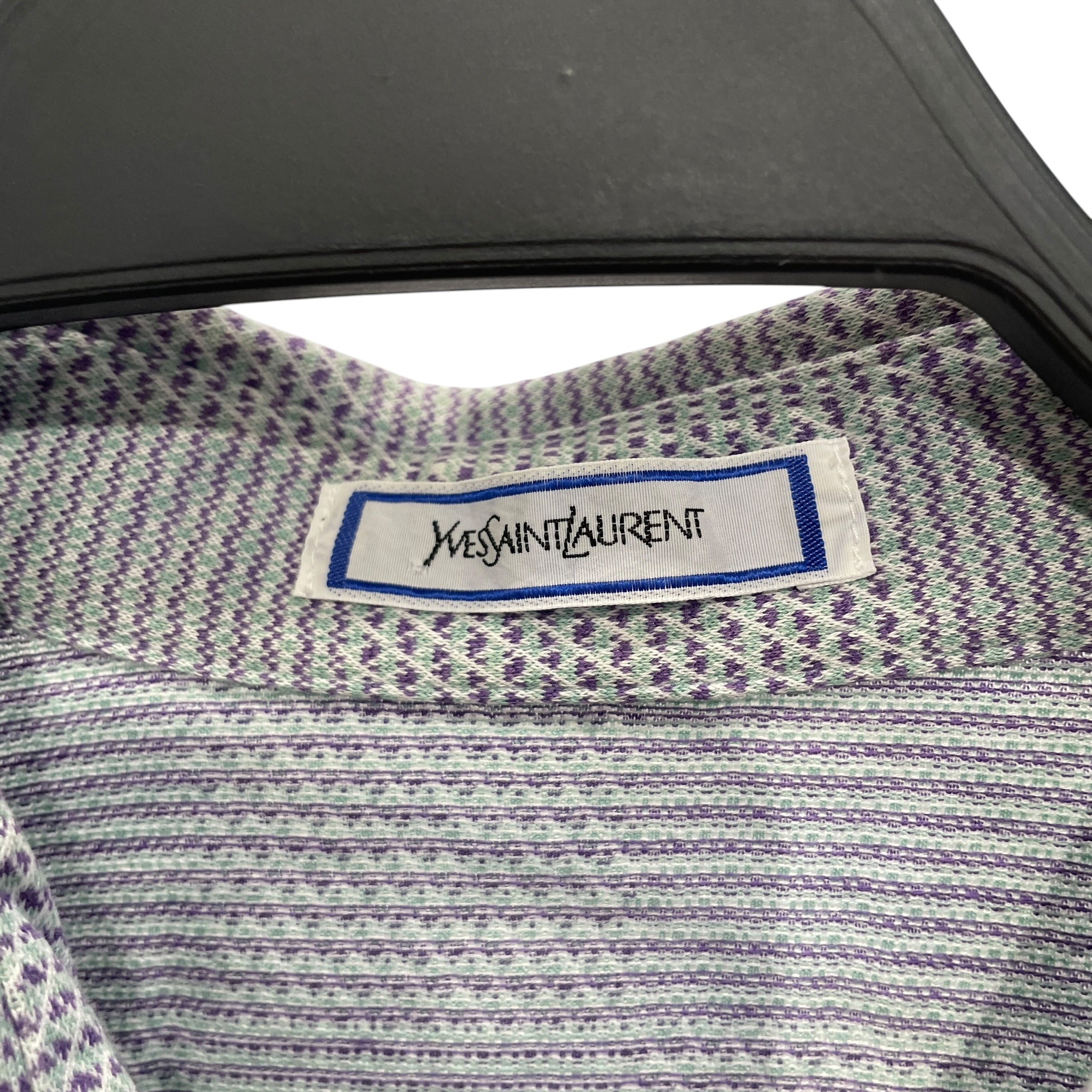 YVES SAINT LAURENT/Polo Shirt/M/Cotton/BLU/All Over Print/VARIED PATTERN/PPL LOGO view 3