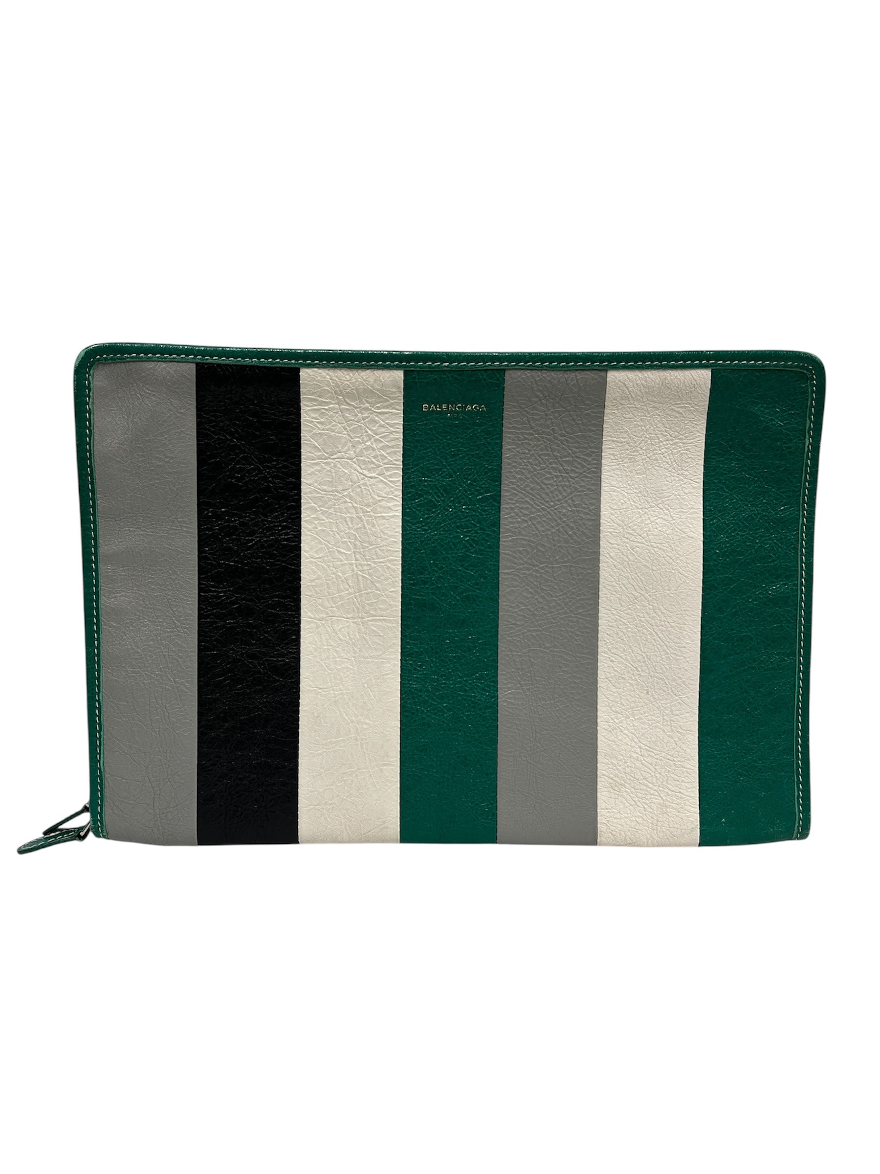 BALENCIAGA/Pouch/Stripe/Leather/GRN/BAZAR POUCH view 1
