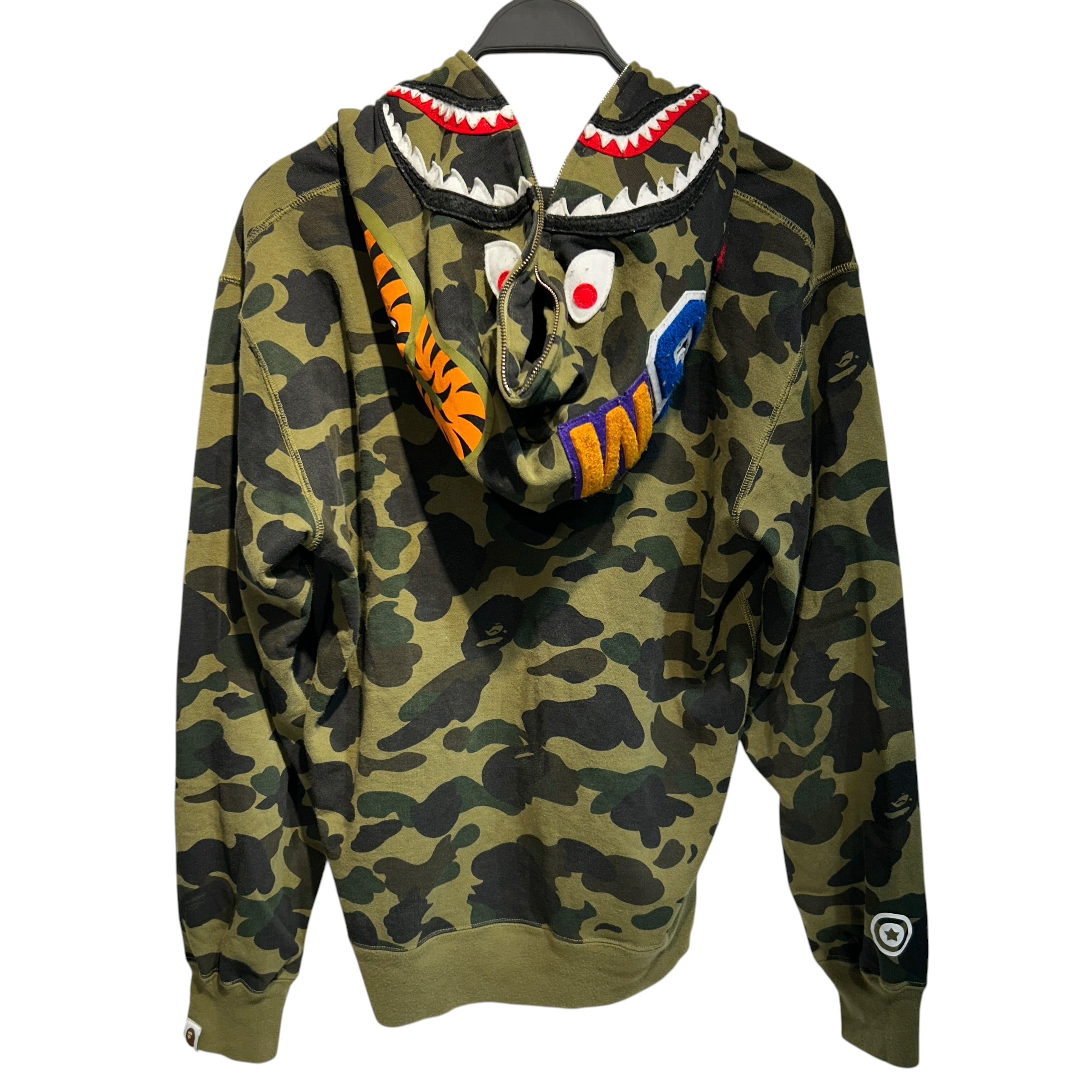 A BATHING APE/Zip Up Hoodie/L/Camouflage/Cotton/GRN/Camo Shark Hoodie view 2