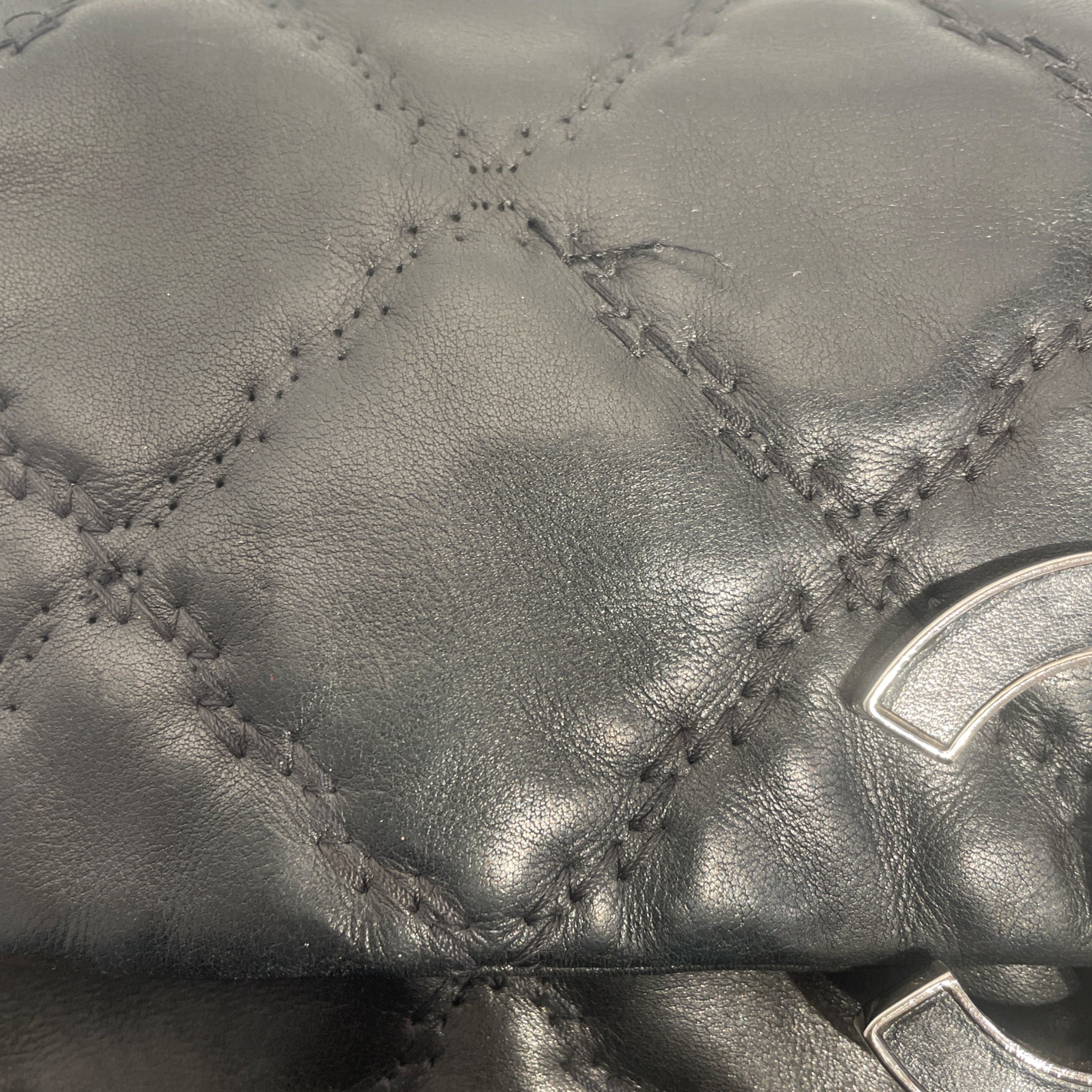 CHANEL/Hand Bag/Leather/BLK/Double Stitch Hampton Flap view 7