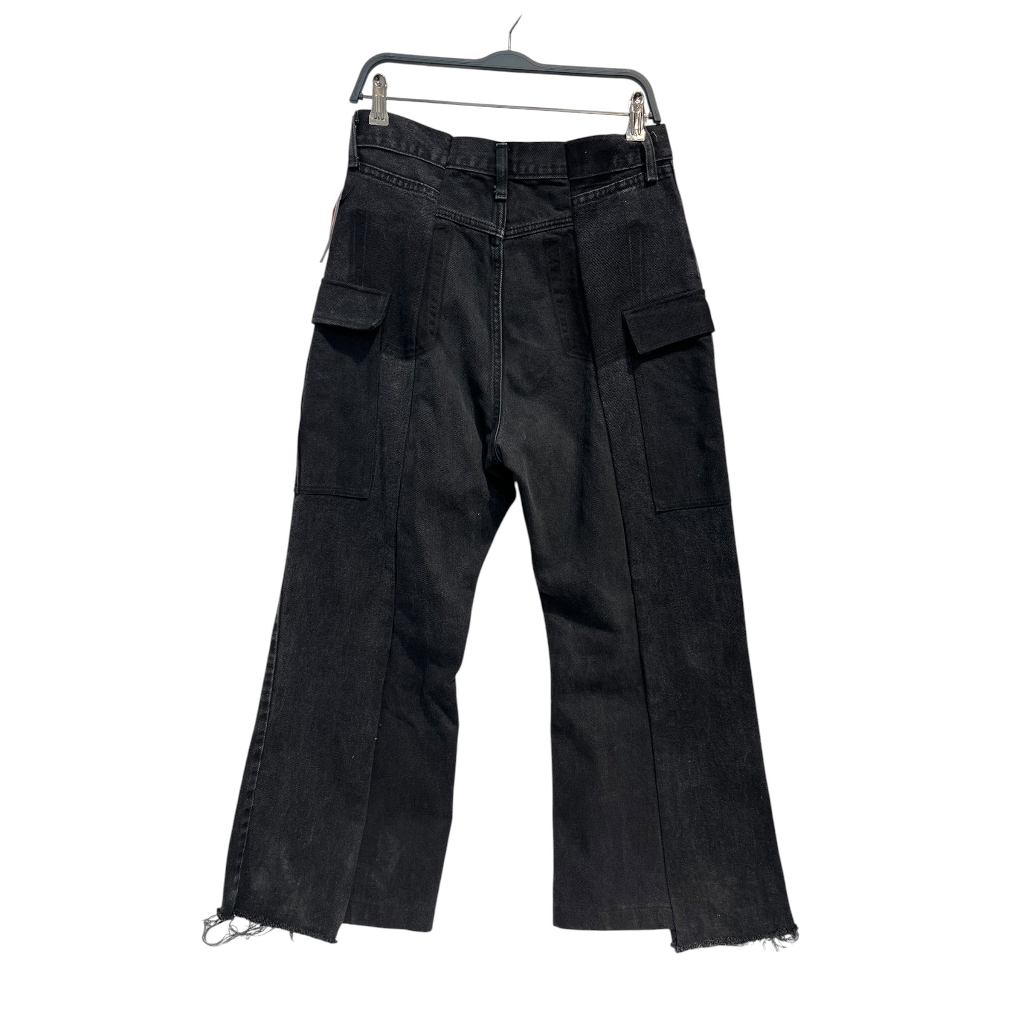 77circa/Cargo Pants/32/Cotton/BLK/distressed bottoms view 2