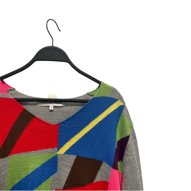 COMME des GARCONS SHIRT/Sweatshirt/L/Wool/MLT/MULTICOLORED PATTERN ON FRONT