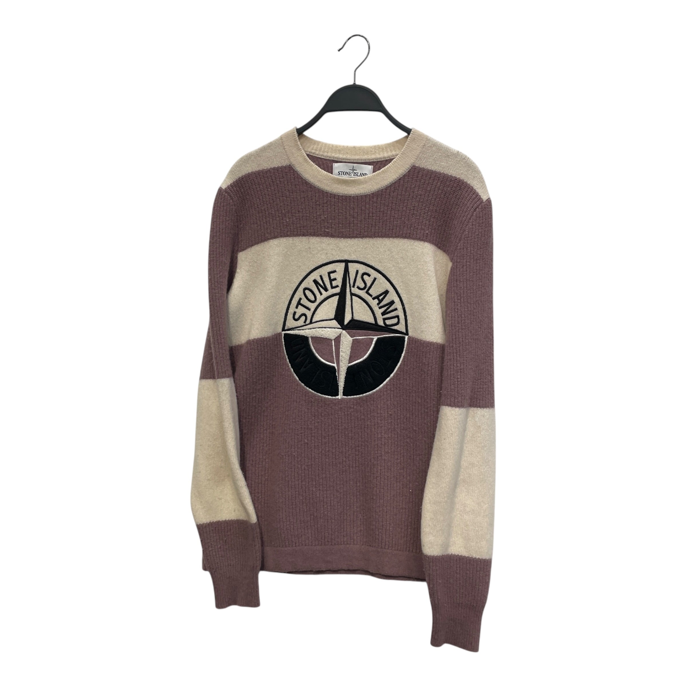STONE ISLAND/BARNEYS NEWYORK/Heavy Sweater/M/Wool/PPL/MAUVE AND CREAM COLORBLOCK view 1