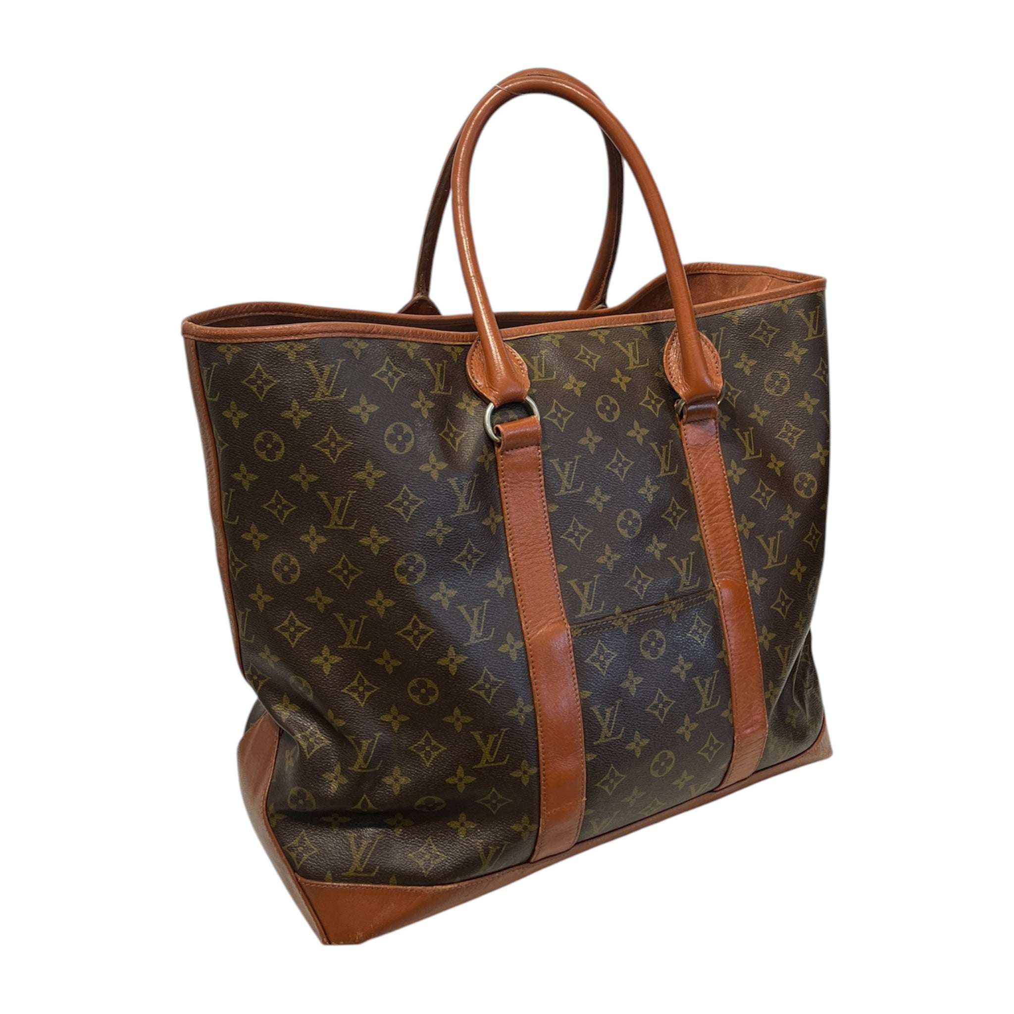 LOUIS VUITTON/Tote Bag/Monogram/Leather/BRW/Sac weekend PM/gold hardware view 3