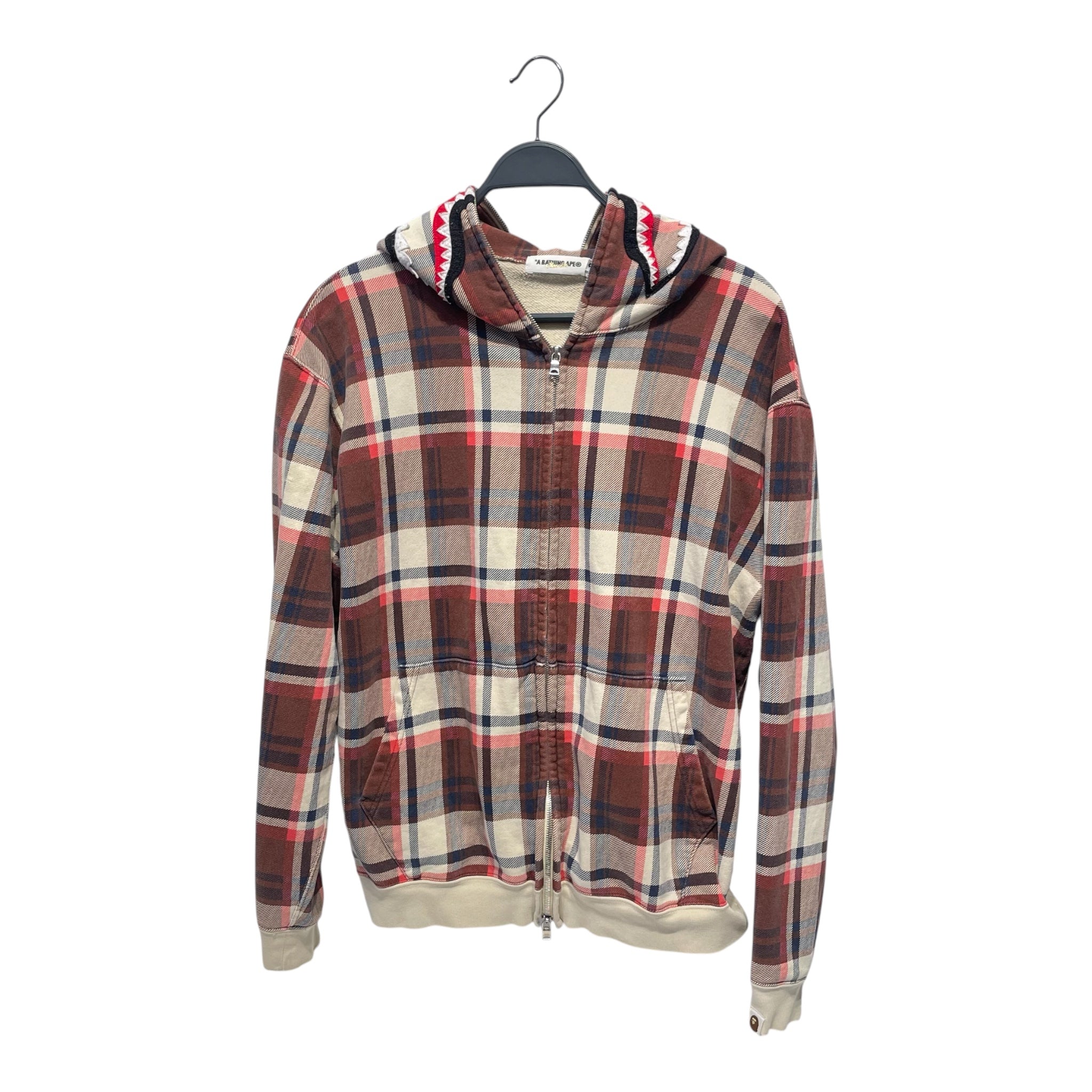 A BATHING APE/Zip Up Hoodie/L/Plaid/Cotton/BRD/SHARK HOODIE PLAID view 1