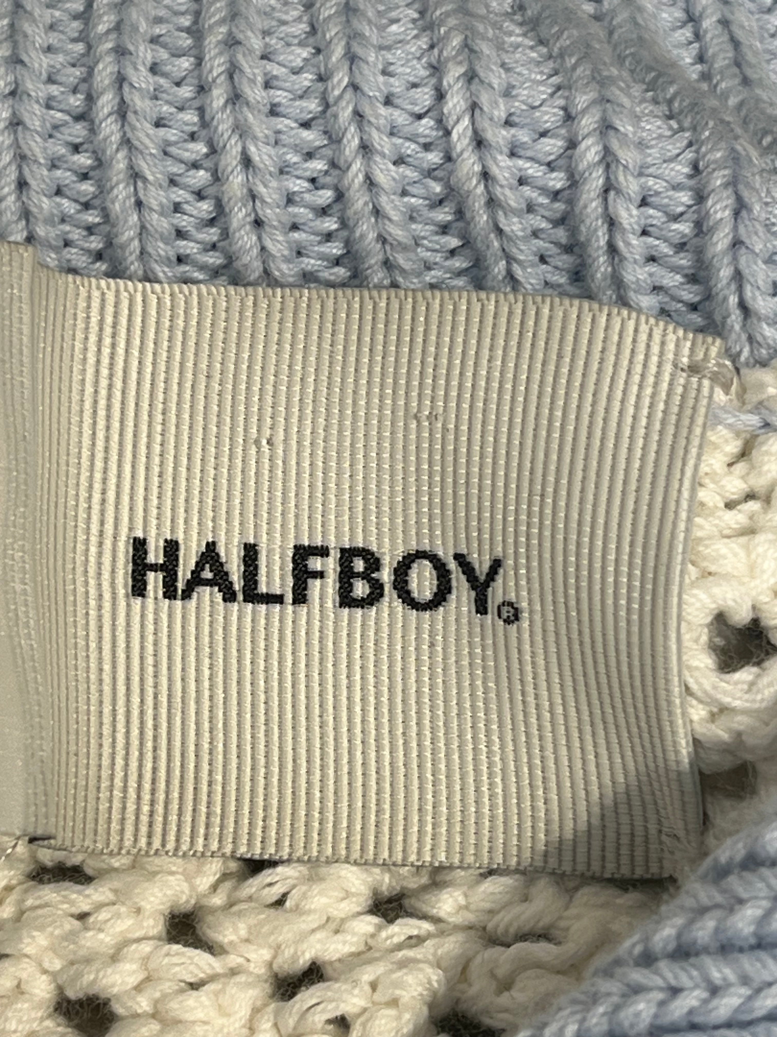 halfboy/Heavy Cardigan/L/Cotton/WHT/blue and white blockibng view 3