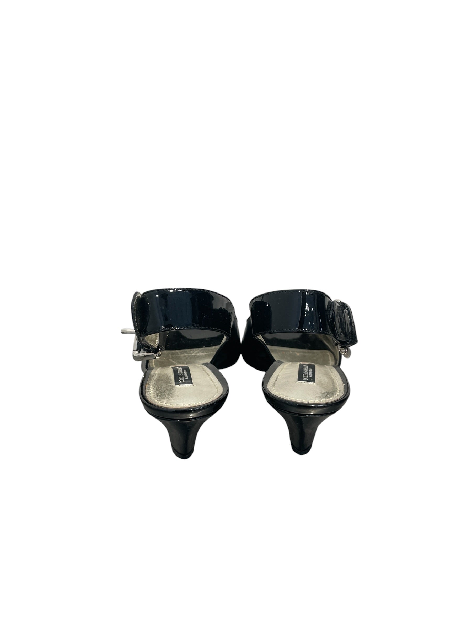DOLCE&GABBANA/Heels/EU 38/BLK/PATENT LEATHER BUCKLE DETAIL view 5